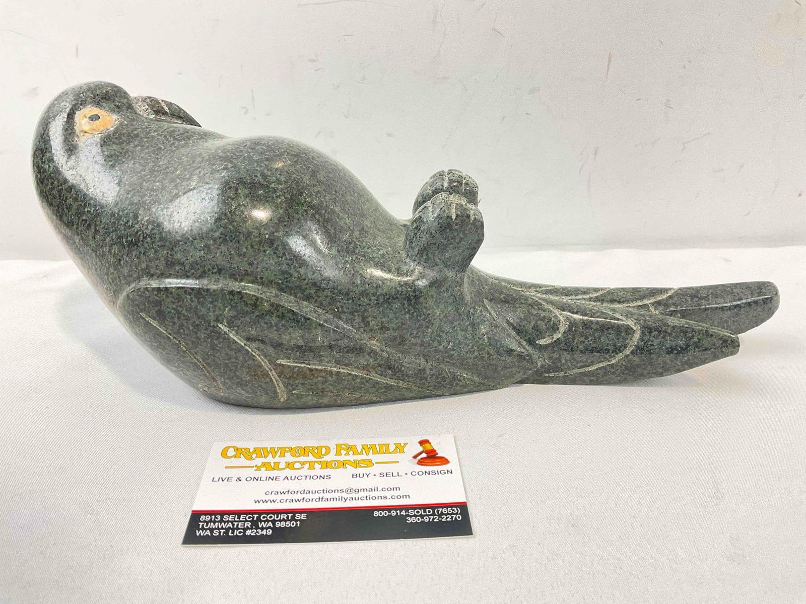 Vintage Carved Green Stone Parrot Bird Sculpture. Good Condition. See pics. - 3
