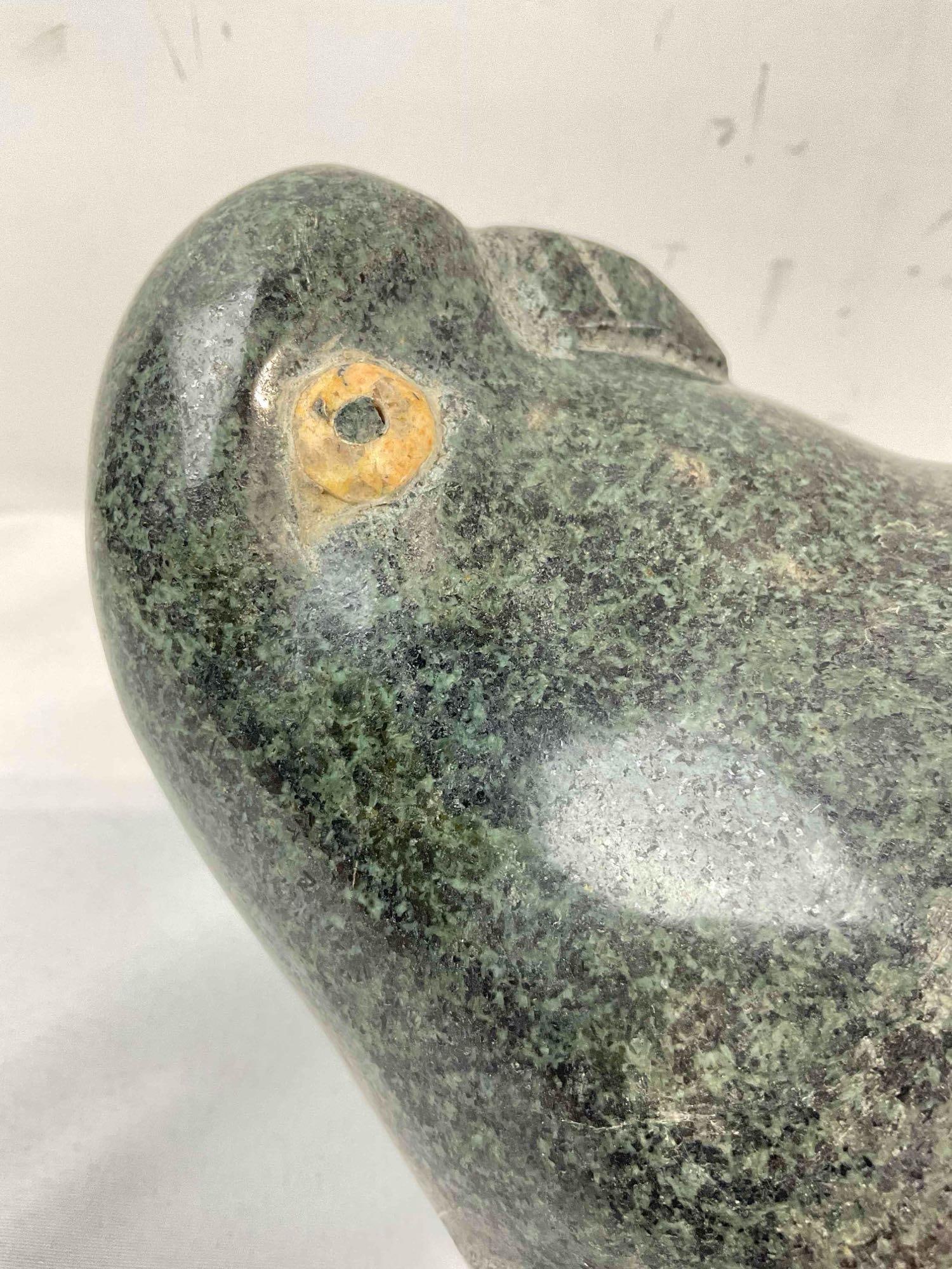 Vintage Carved Green Stone Parrot Bird Sculpture. Good Condition. See pics. - 4