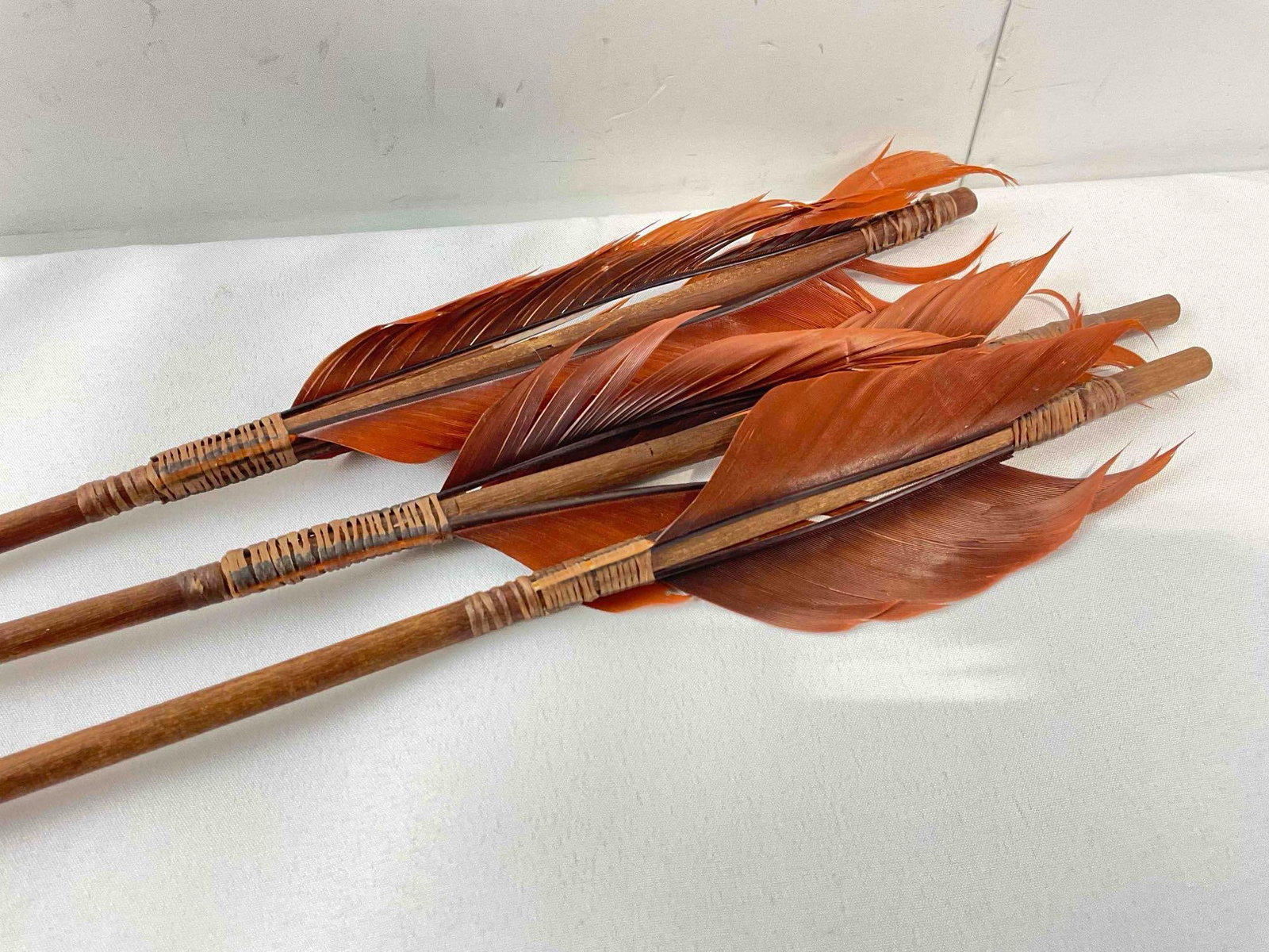 5 pcs Native American Art Assortment, incl. Feather & Fur Prayer Fan, 3x Arrows w/ Stone Heads. - 6