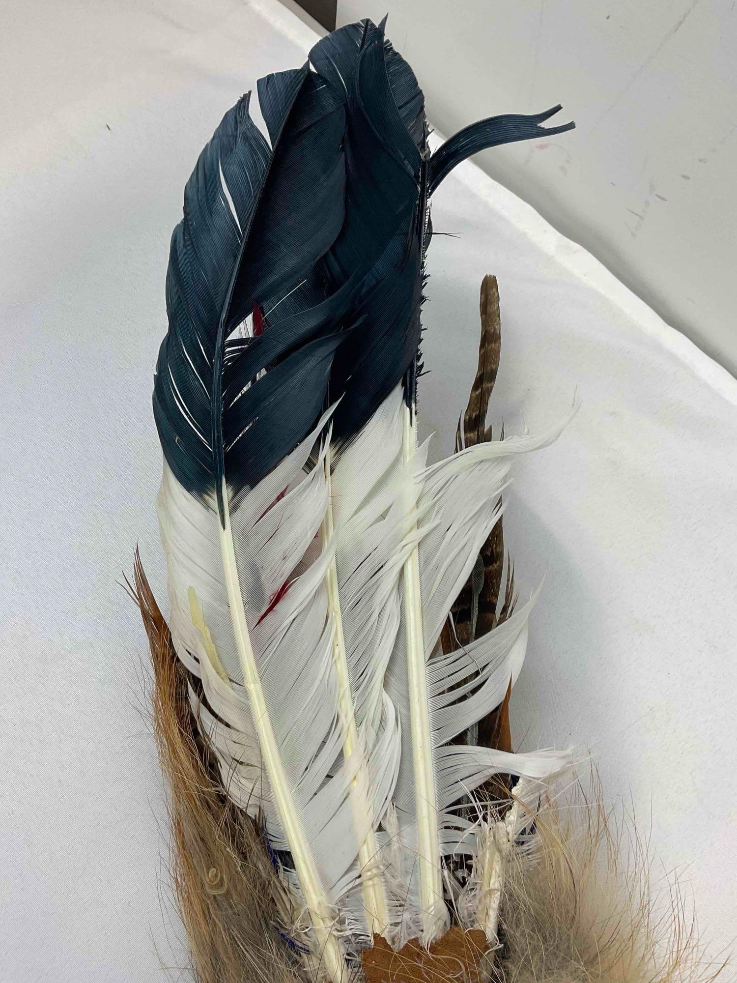 5 pcs Native American Art Assortment, incl. Feather & Fur Prayer Fan, 3x Arrows w/ Stone Heads. - 7
