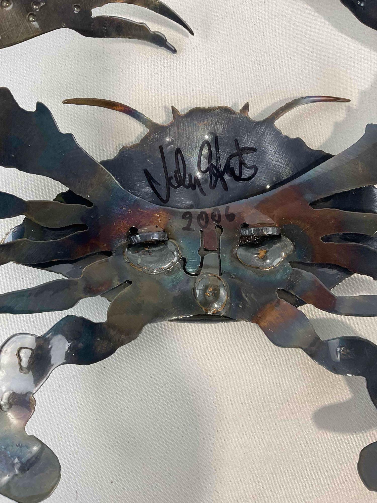 2 pcs Decorative Steel Metal Crab Sculptures, Signed by Artist J. H. Good Condition. See pics. - 6