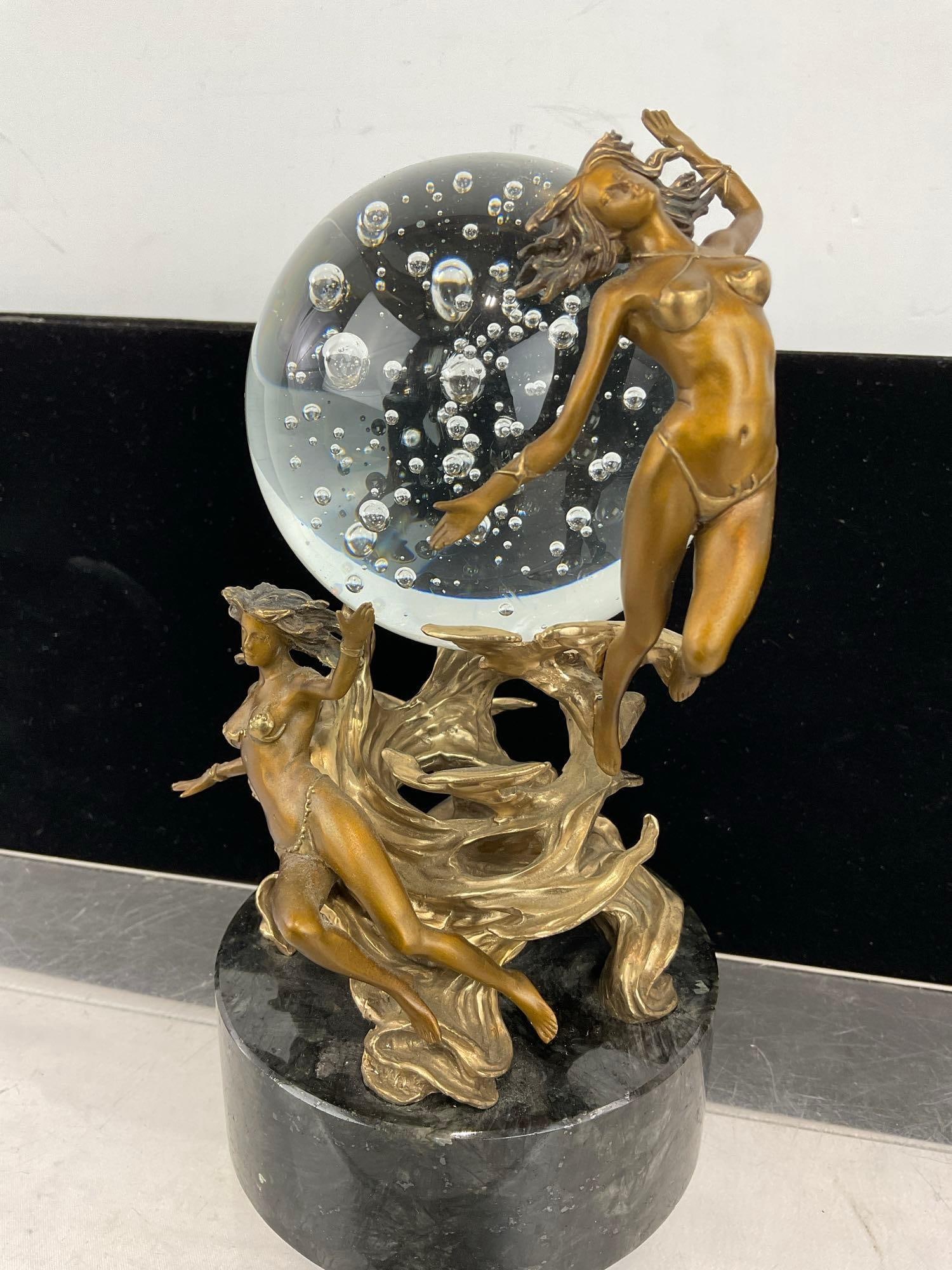 Passions of the Future Crystal Ball by Julie Bell Figurine, 9h x 5w x 5d inches - 2