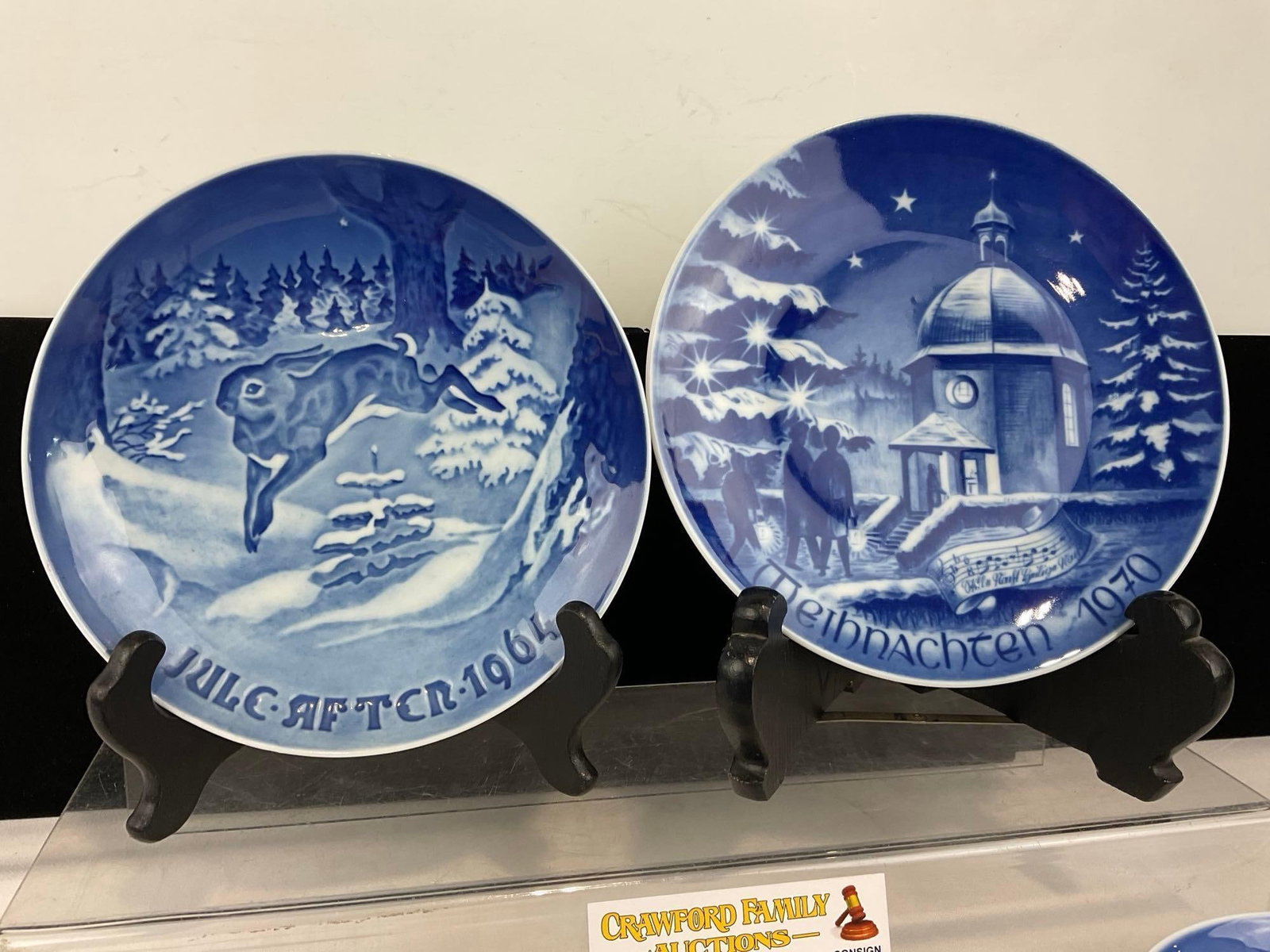 7 1960s Bing & Grondahl Royal Copenhagen Blue & White Commemorative Plates, Mothers Day, Jule After - 2