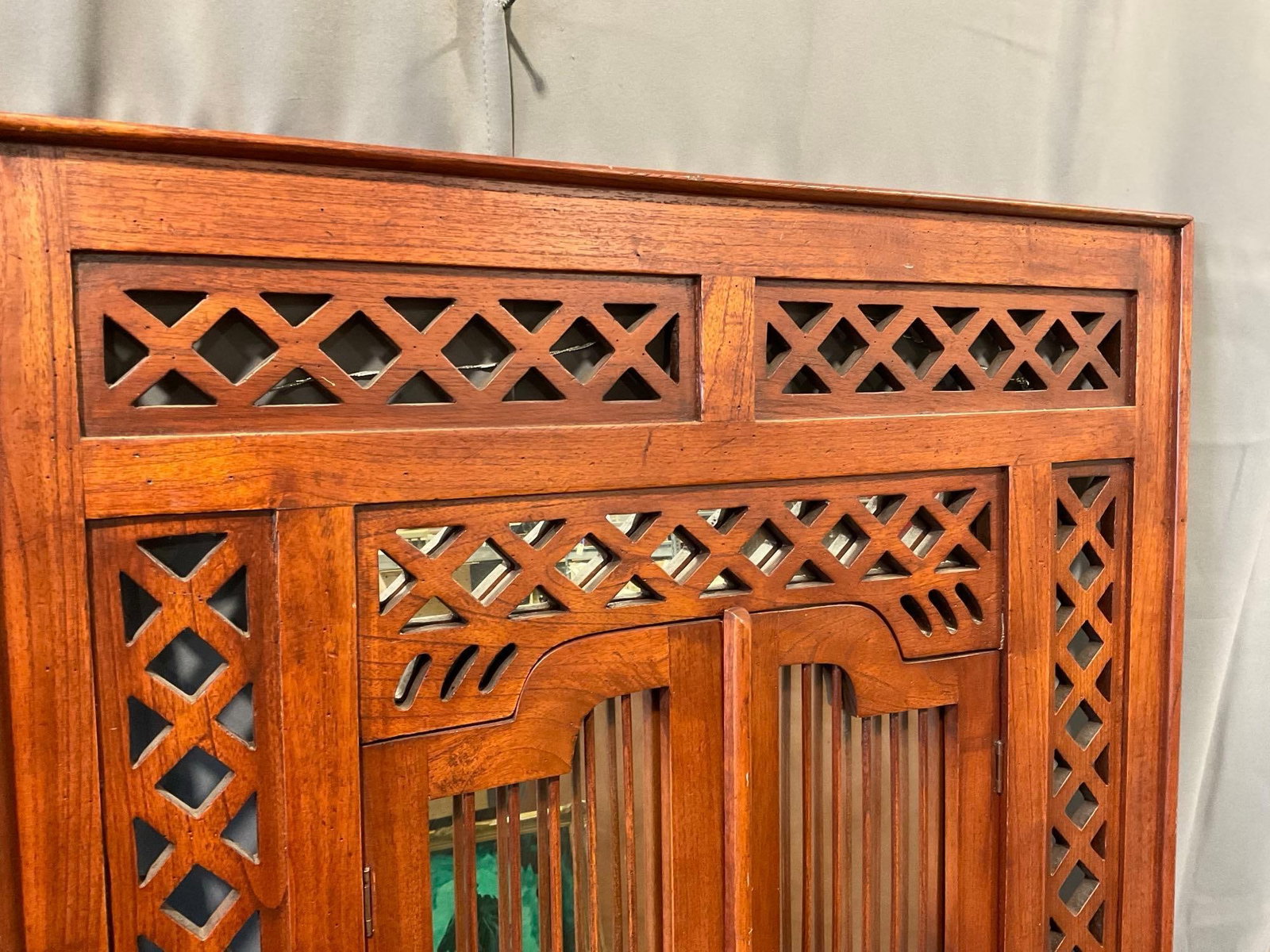 Large Teak Window Mirror, w/Lattice 38h x 34w x 4d inches - 2