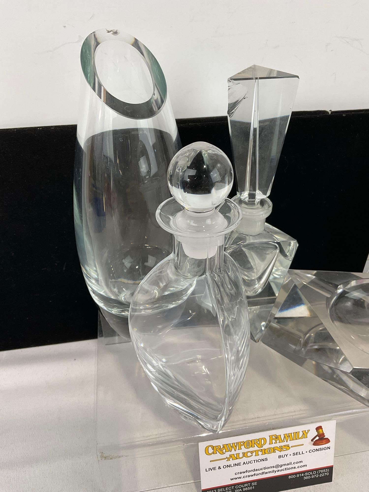 Asst. Crystal, Atomizer, Perfume Bottles, Bud Vase, Ashtray & Candy Dish w/lid - 3