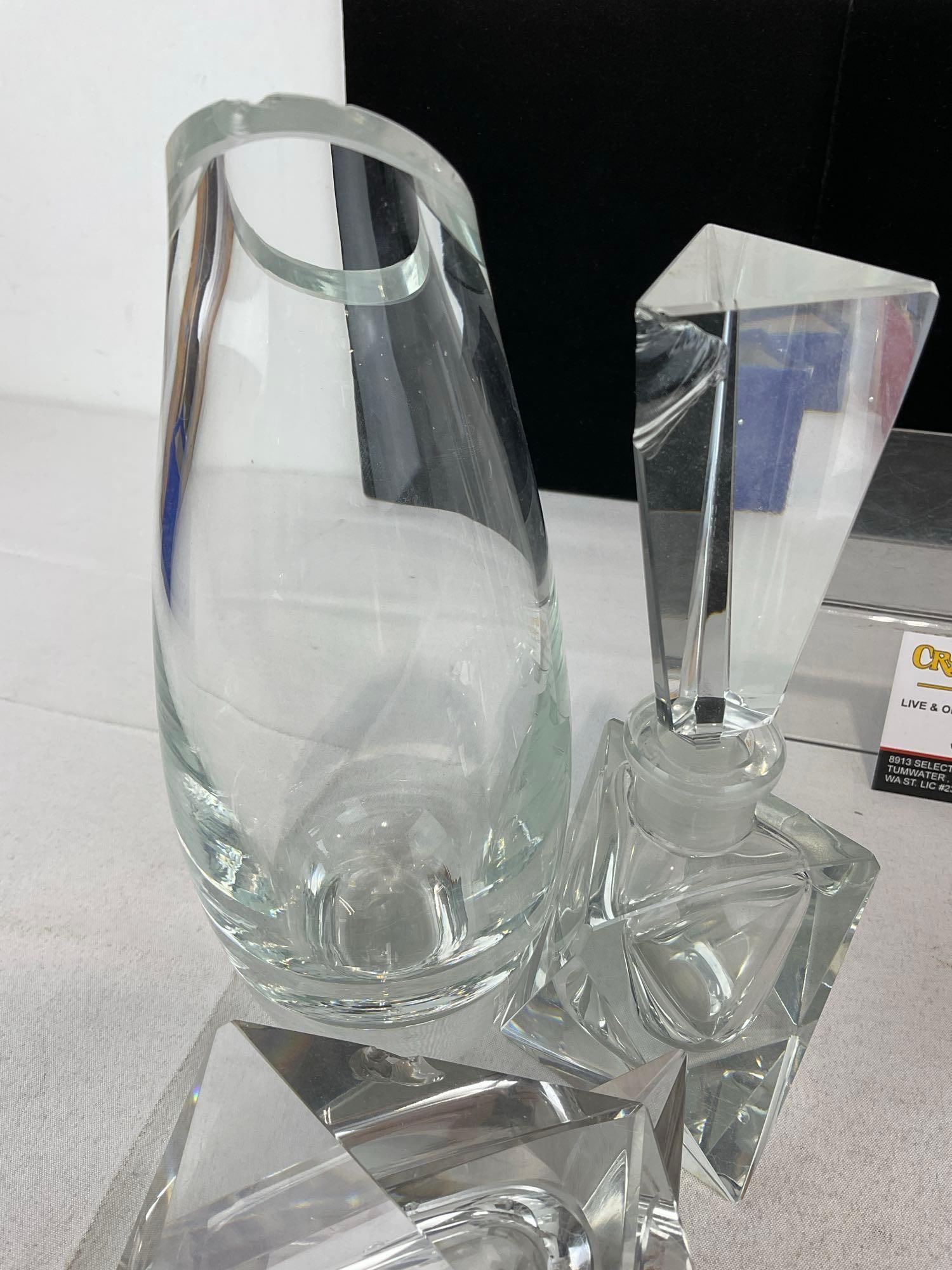 Asst. Crystal, Atomizer, Perfume Bottles, Bud Vase, Ashtray & Candy Dish w/lid - 4