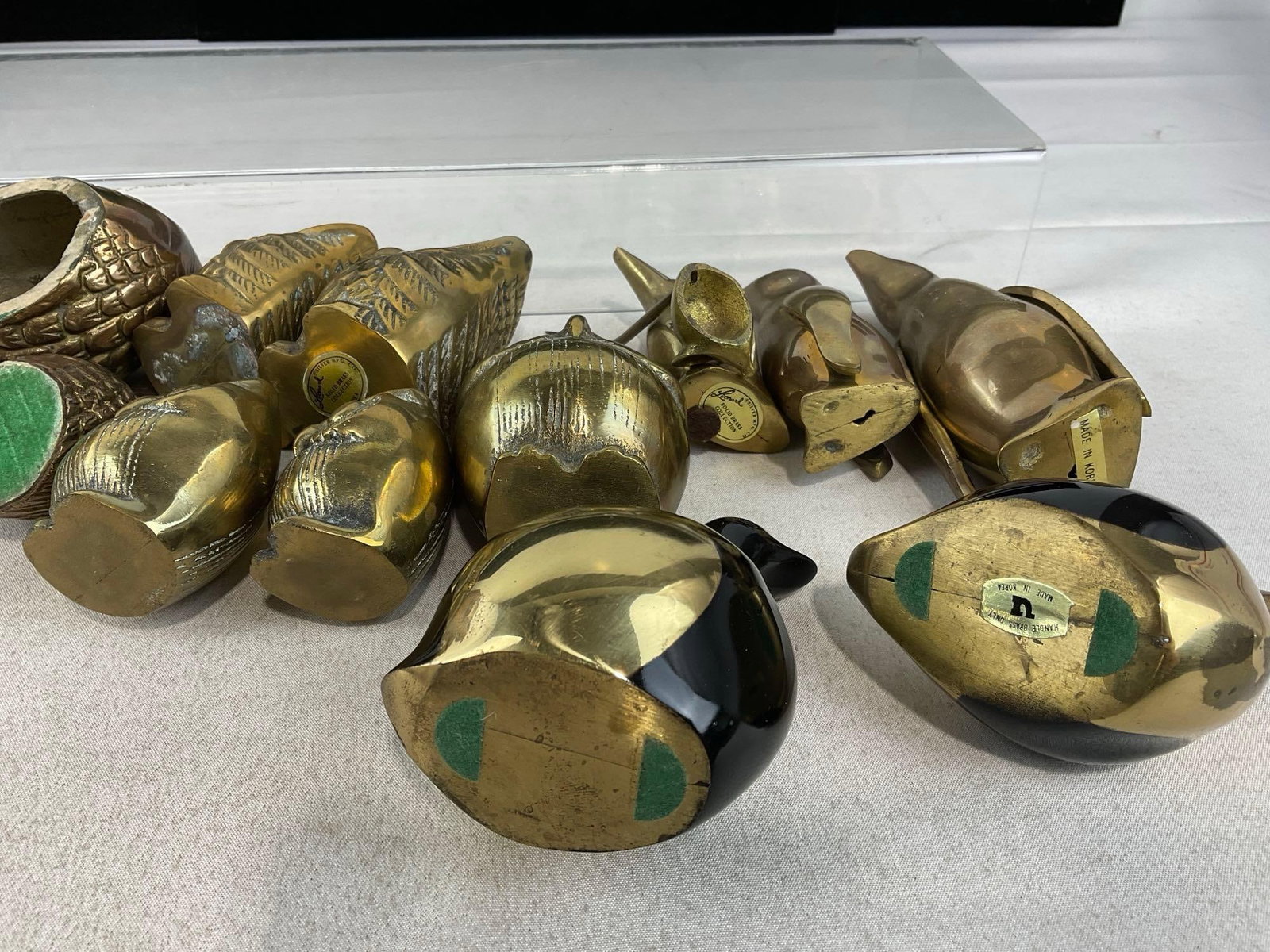 14 Cast Brass Bird Figures, Quails, Owls, Penguins, and Doves, lovely pieces - 4