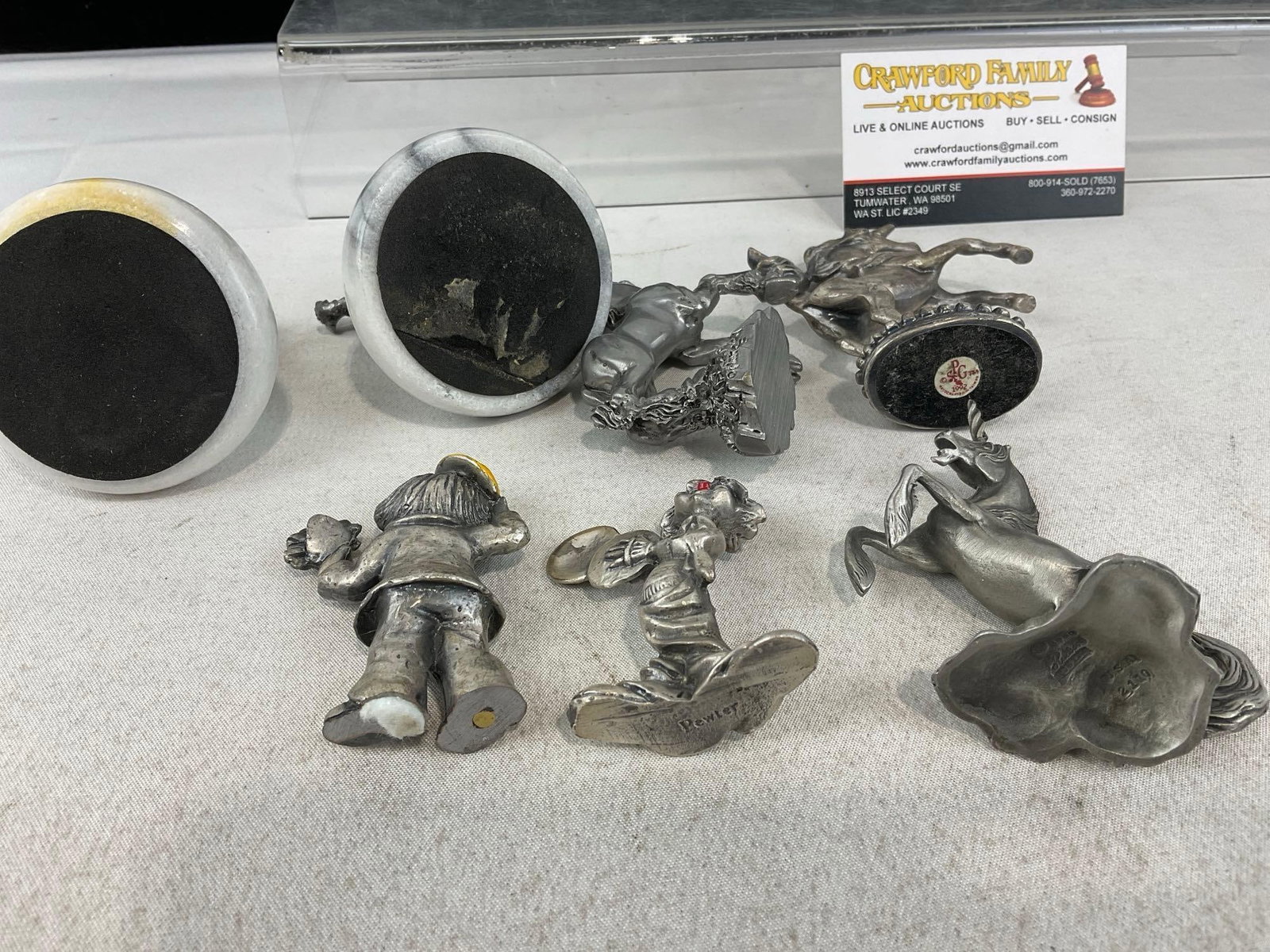 7 Small Pewter Figures, Clowns & Unicorns, SPG, Hudson & more - 4