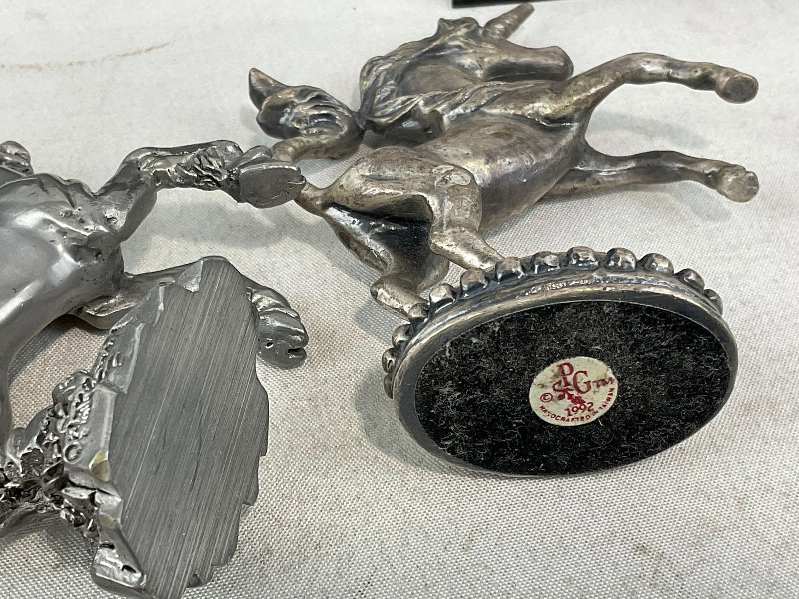 7 Small Pewter Figures, Clowns & Unicorns, SPG, Hudson & more - 6