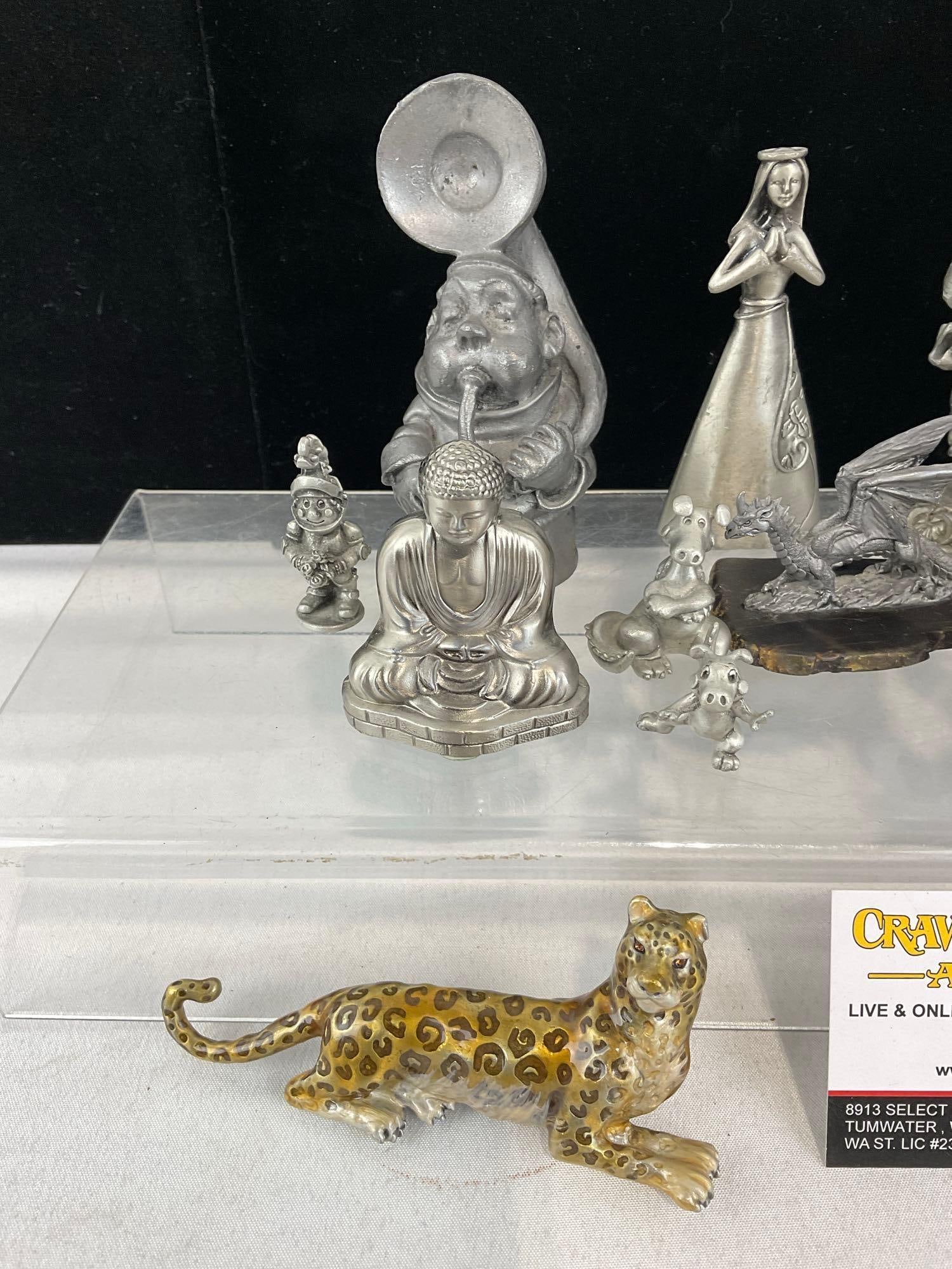 19 Pewter & more Figures, Fantasy Figures, Tuba player, Dragon, Ganesh, Clowns, Camel & more - 4