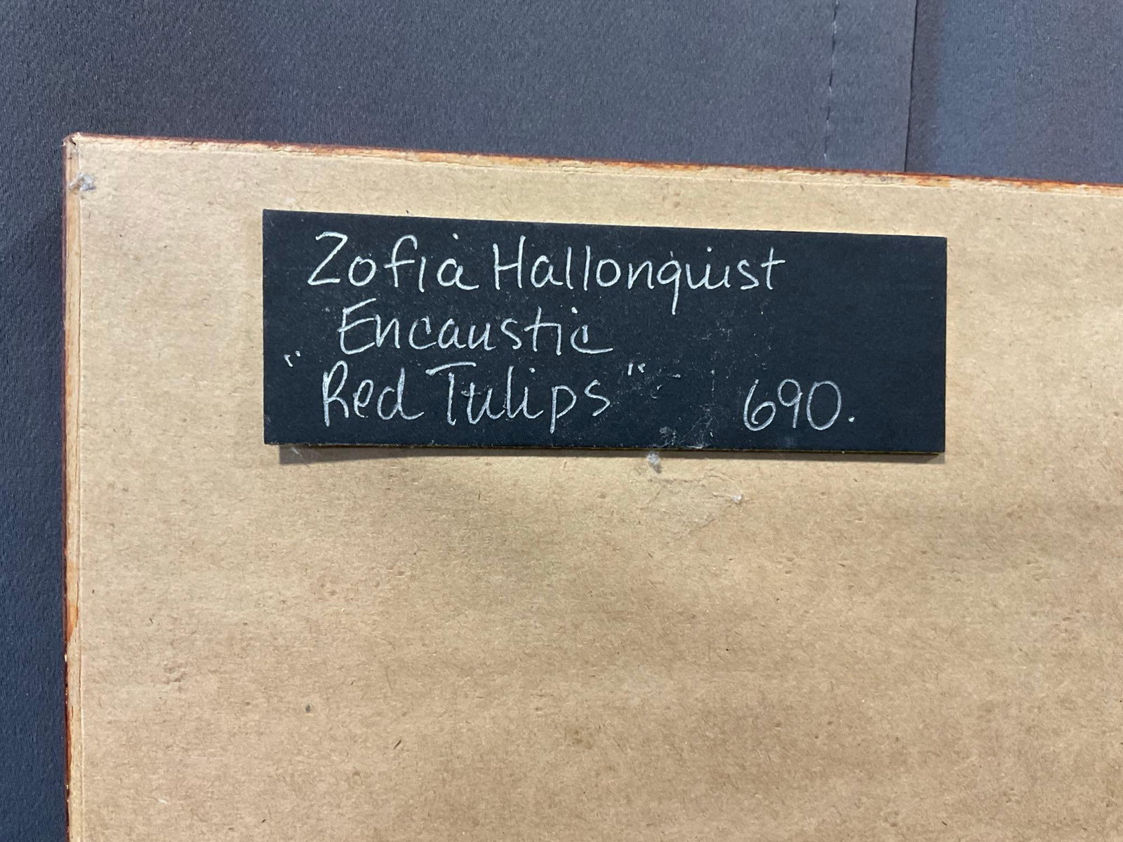 Framed Signed Original Encaustic titled Red Tulips by Zofia Hallonquist, 28x23 inches - 6