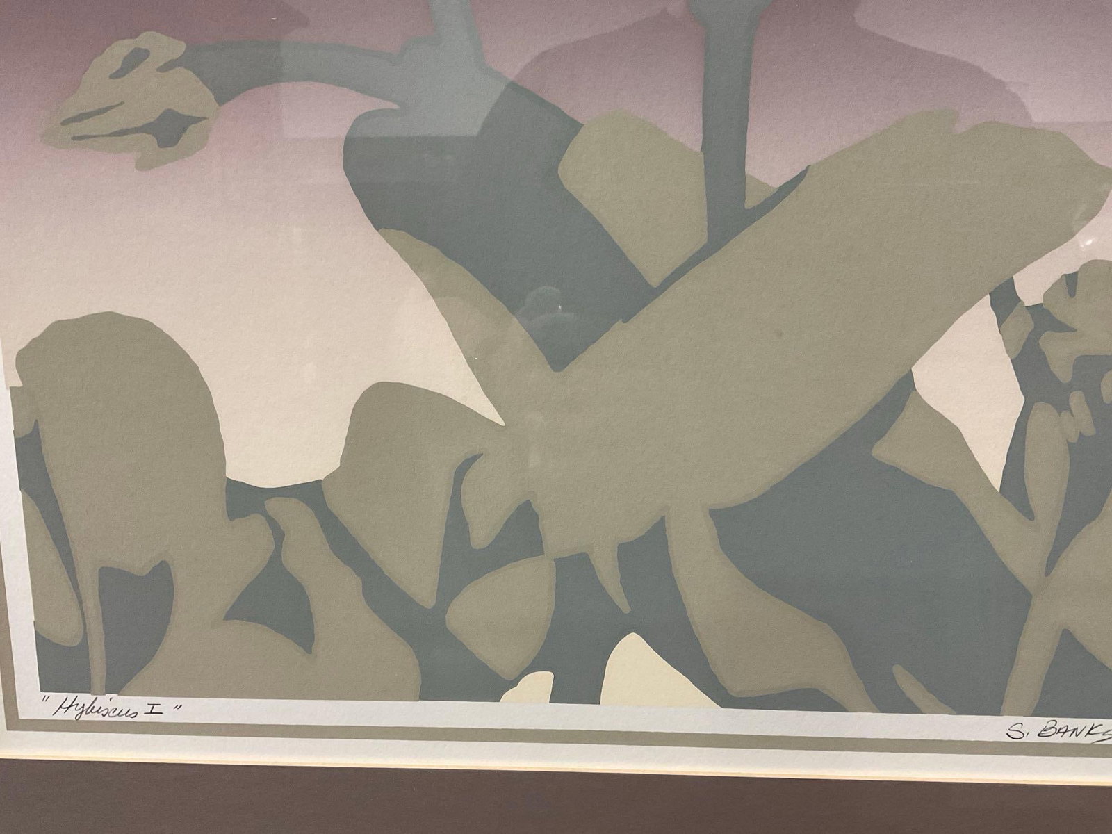 Framed Signed Lithograph titled Hybiscus I by C.Banks, 31h x 25w x 3d inches - 3
