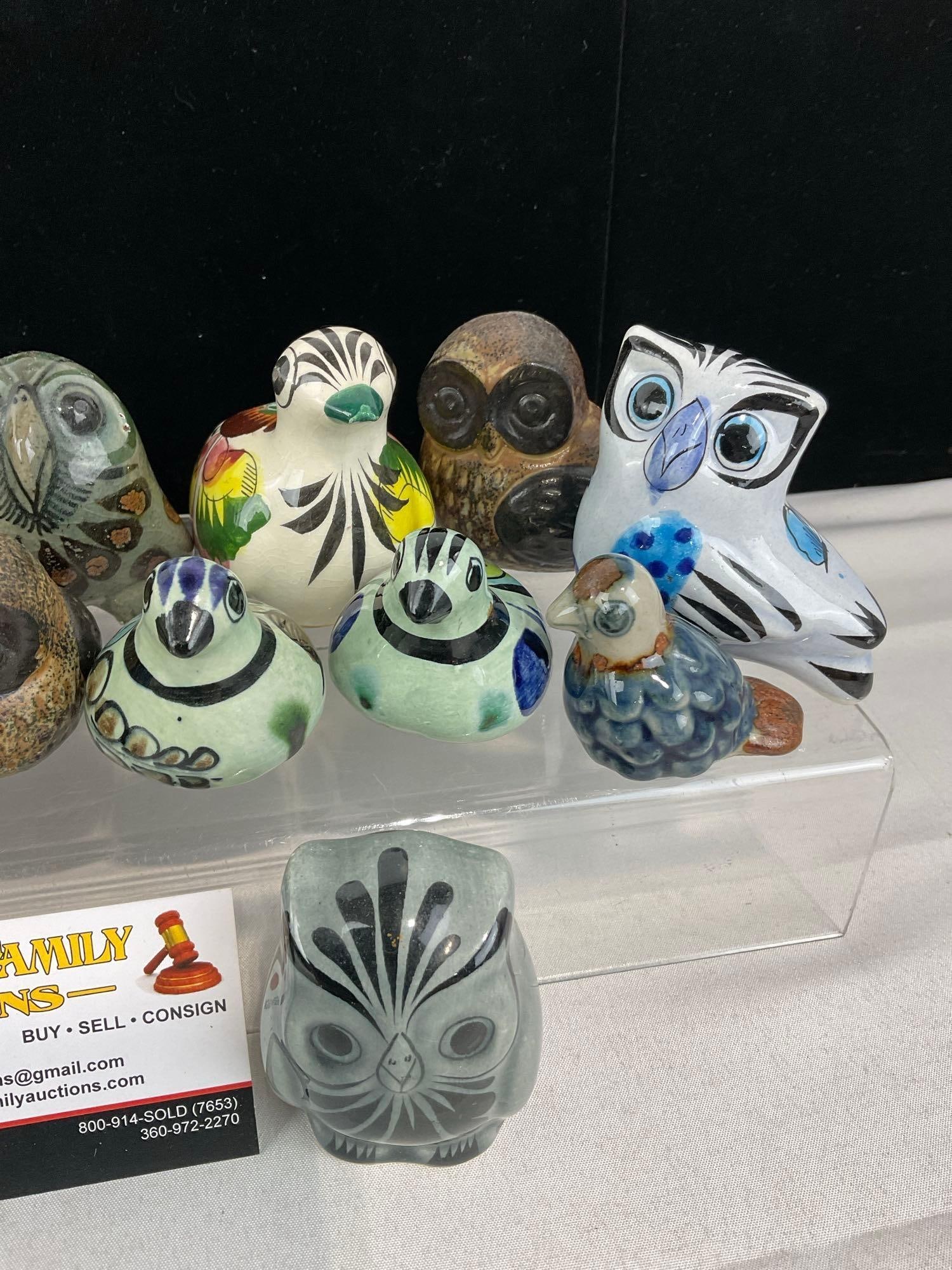 Handpainted & Etched Bird Figures, Tonala, Korean Celadon, Approx 17 pieces - 2