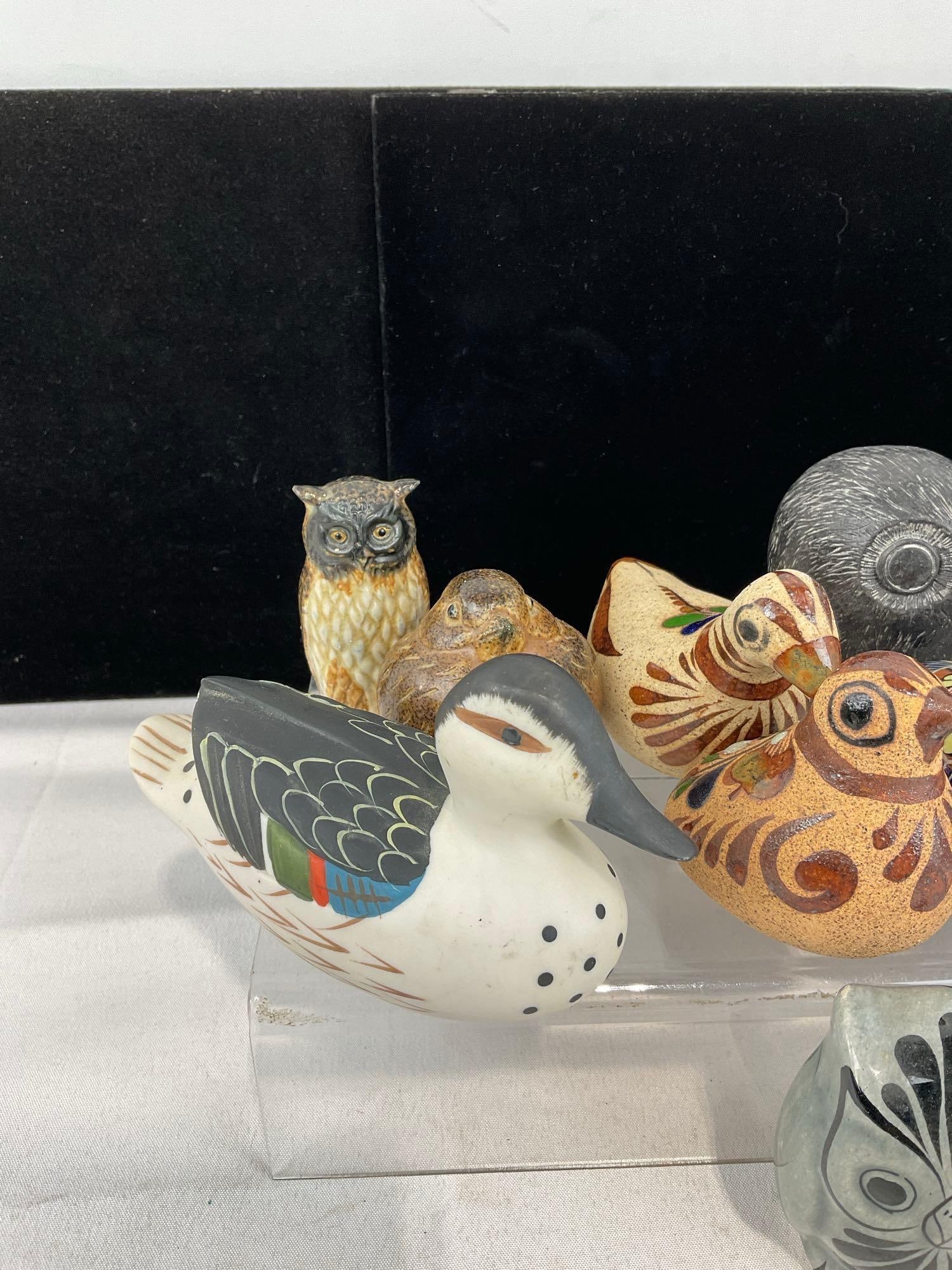 Handpainted & Etched Bird Figures, Tonala, Korean Celadon, Approx 17 pieces - 4