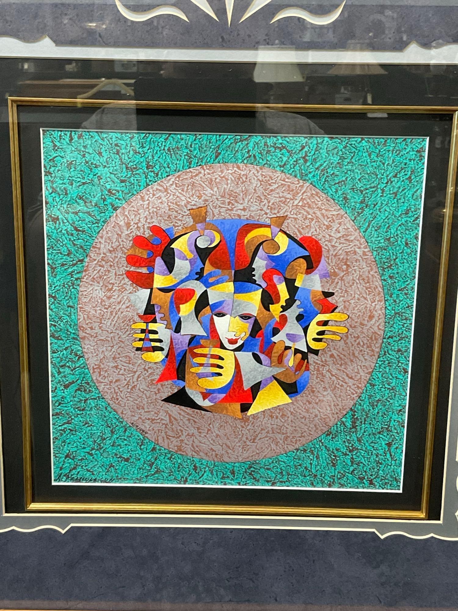 Framed Signed & #d 459/495 Lithograph, Circle of Friends by Anatole Krasnyansky, 28x28x4 inches - 2