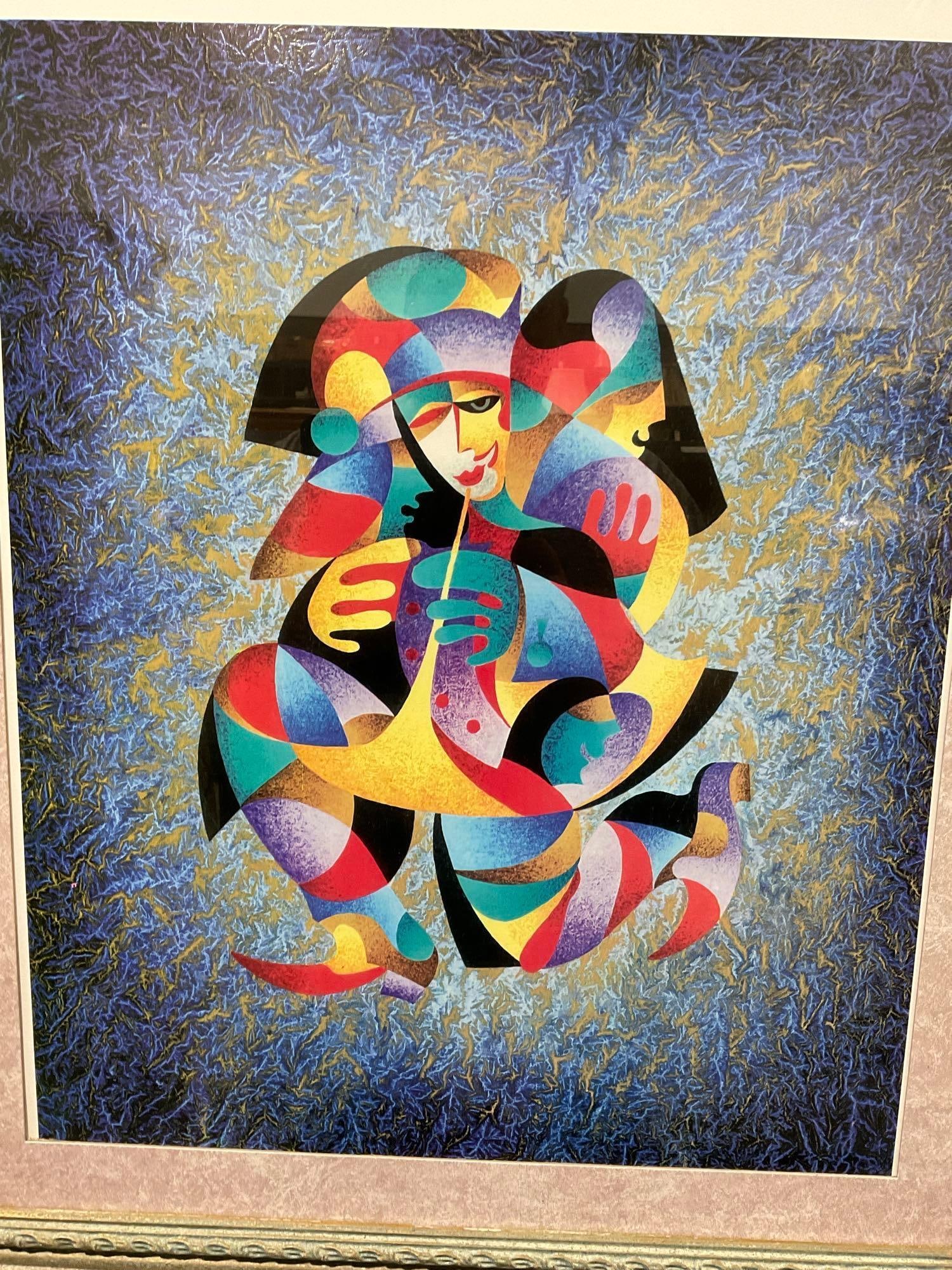 Framed Lithograph titled Play That Horn II, by Anatole Krasnyansky, 30x26 inches - 2