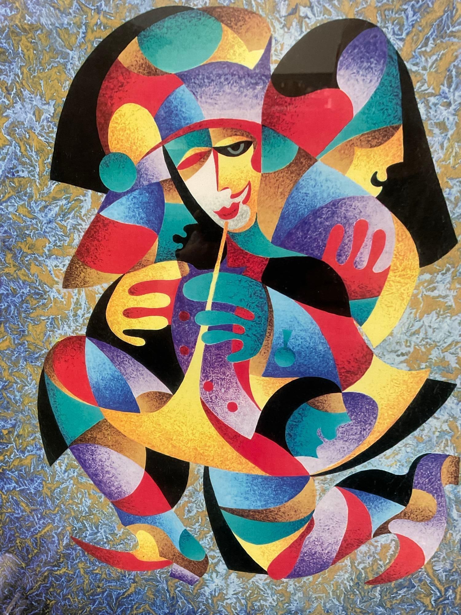 Framed Lithograph titled Play That Horn II, by Anatole Krasnyansky, 30x26 inches - 3
