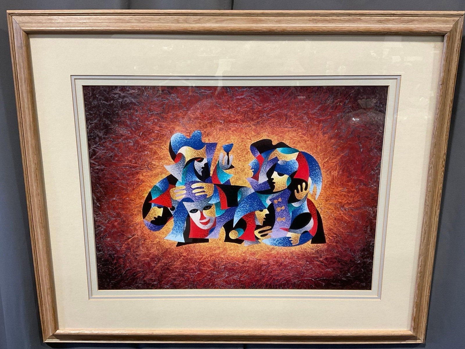 Framed Lithograph titled Officers Celebration #7 by Anatole Krasnyansky, 28x34 inches: Appears to be in good shape. The piece measures approx 28h x 34w x 3d inches. See pics. E-5980