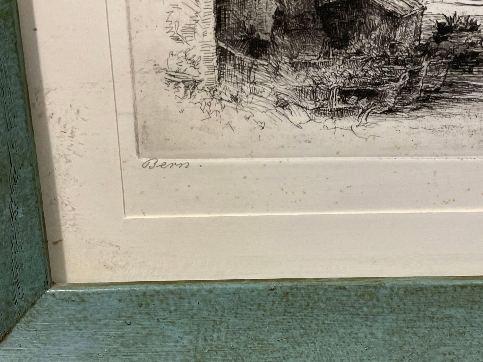 3 Framed Etchings, Zytglogge & Bern by Paul Geissler, Shepherd from the Luneburg heath by Stephan... - 3