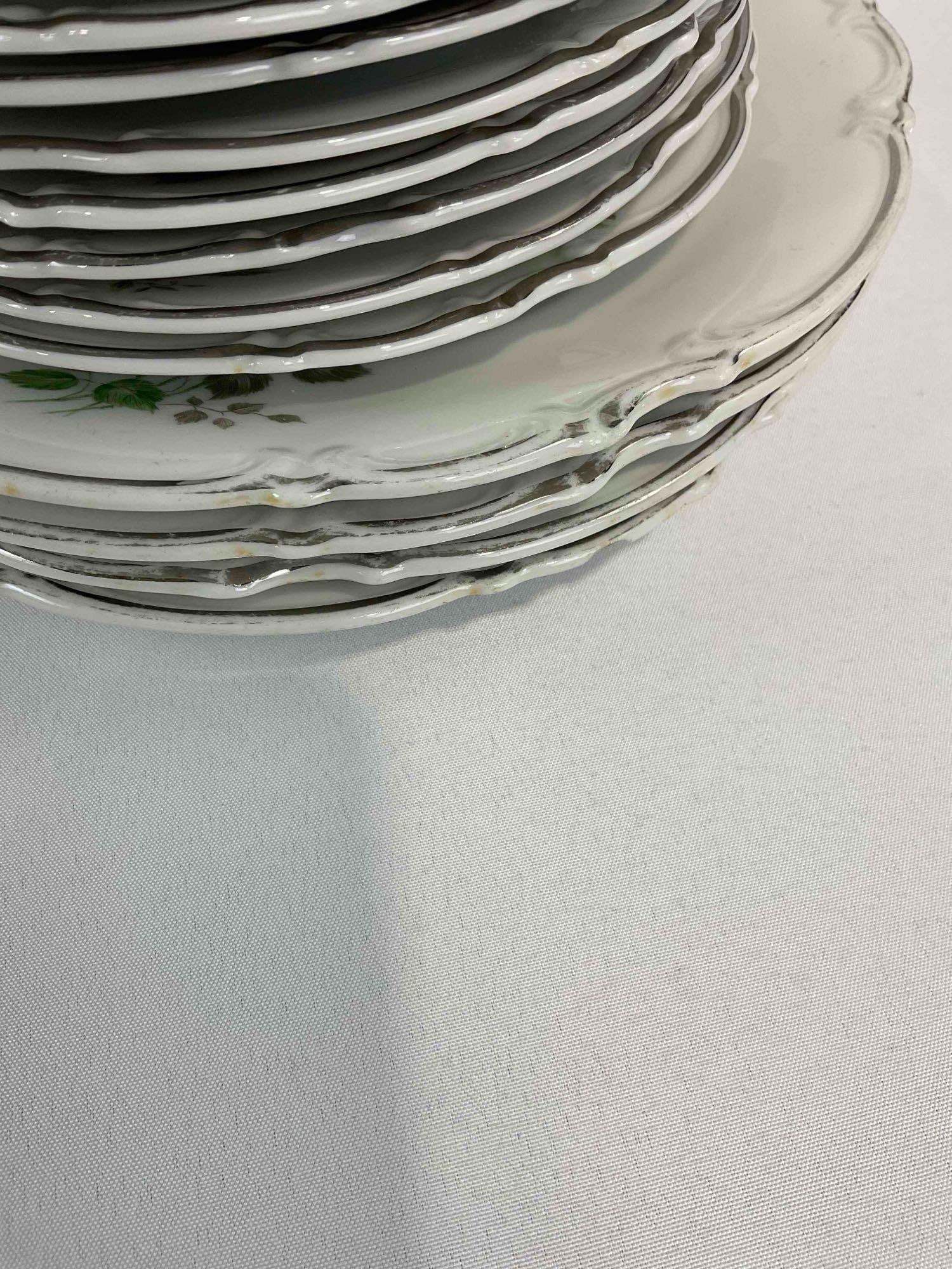 48 pcs Vintage Hutschenreuther White Porcelain Dishes in Sylvia Pattern. Good Condition. - 8