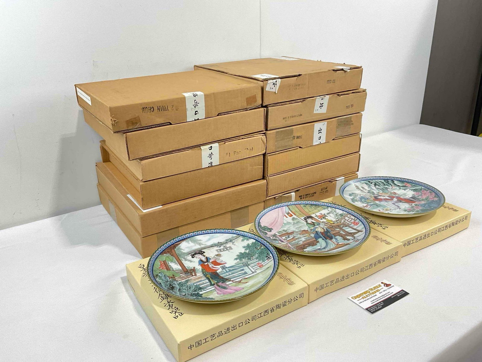 12 pcs Vintage Imperial Jingdezhen Chinese Porcelain Plates w/ Painted Lady Designs. NIB. See pics. - 2