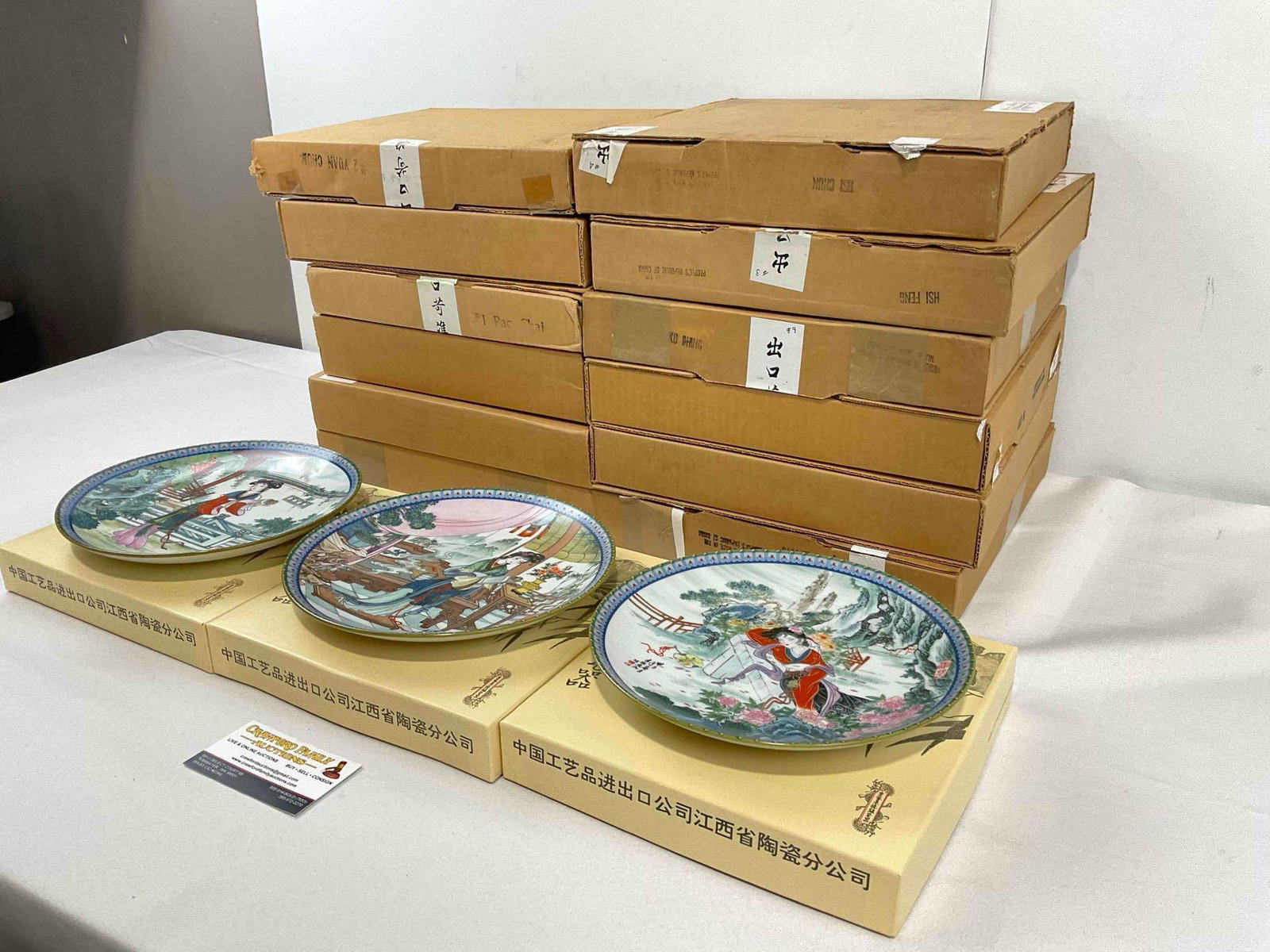 12 pcs Vintage Imperial Jingdezhen Chinese Porcelain Plates w/ Painted Lady Designs. NIB. See pics. - 3