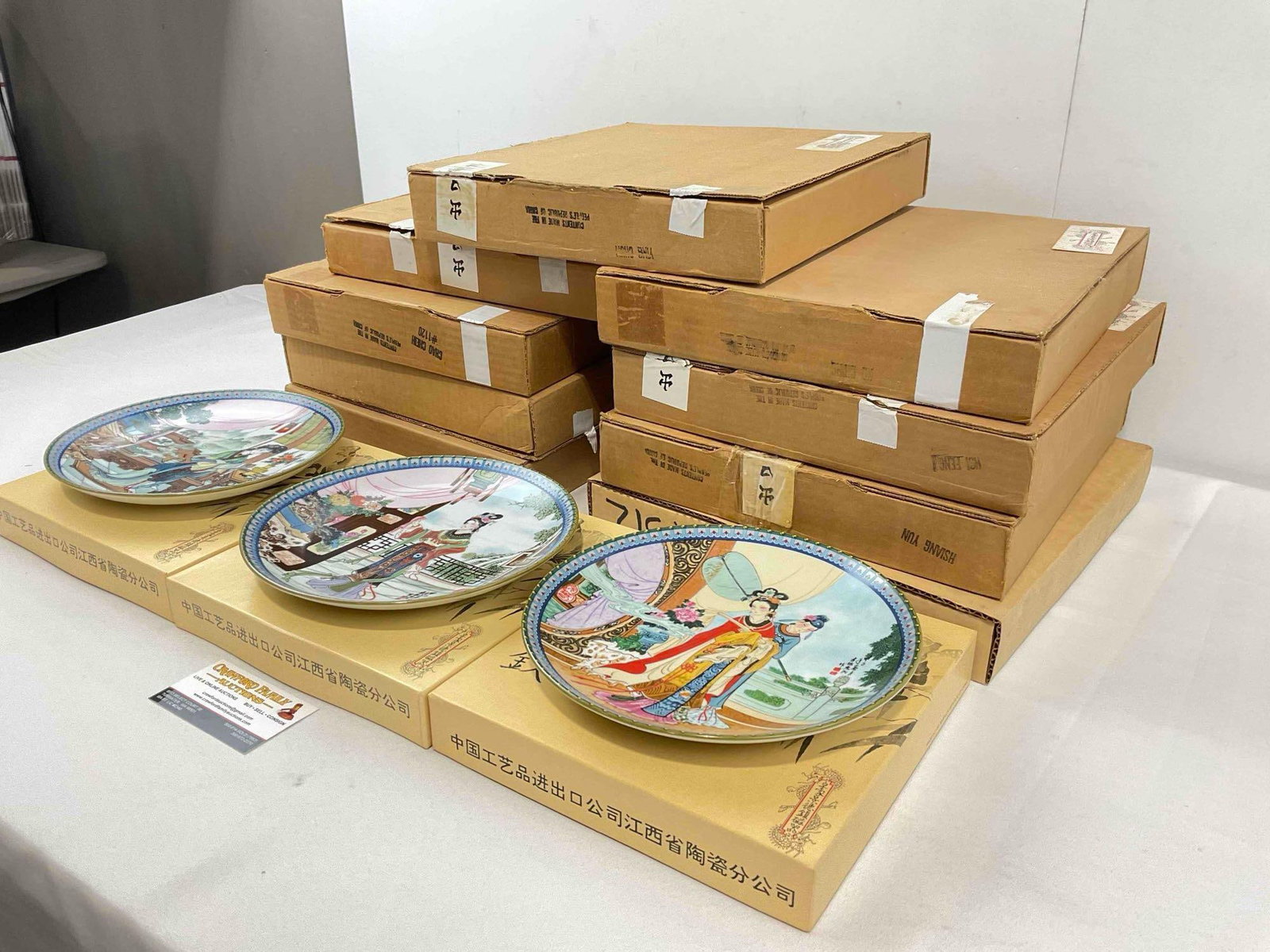 9 pcs Vintage Imperial Jingdezhen Chinese Porcelain Plates w/ Painted Lady Designs. NIB. See pics. - 2
