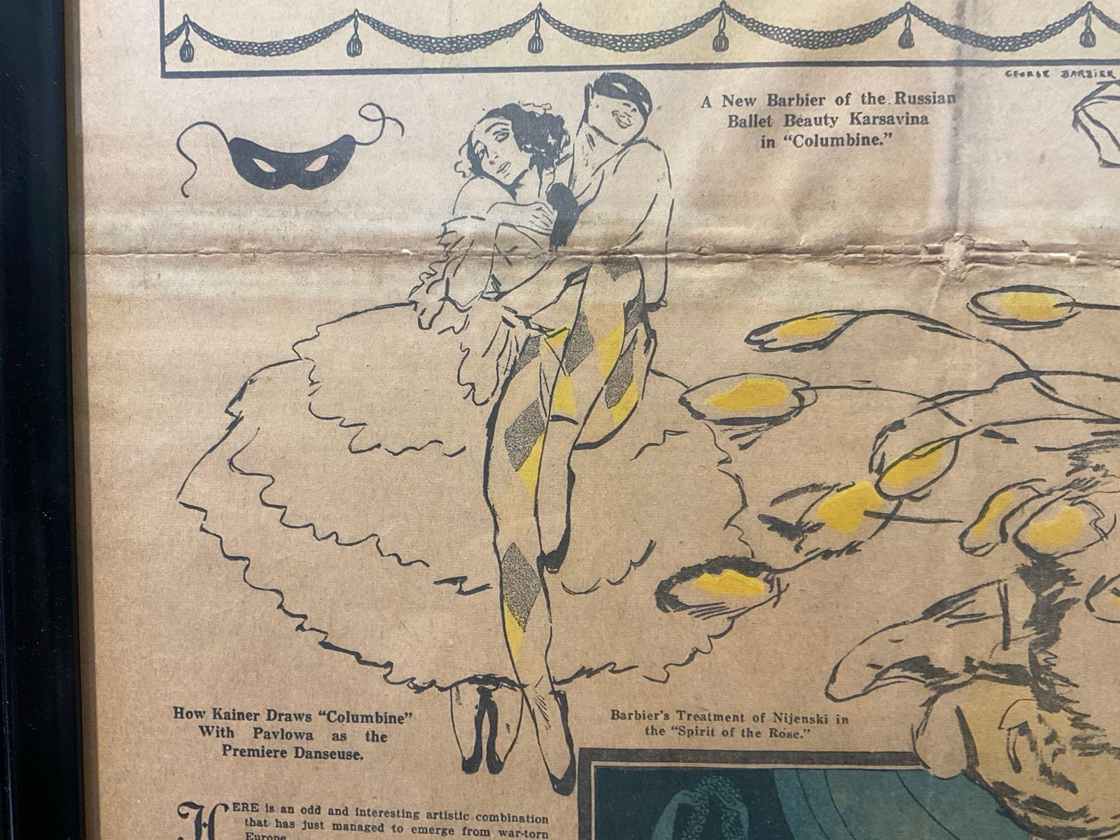 Framed Magazine Section of The Seattle Sunday Times, Sept 26, 1915, The Ballet, colorful spread - 5