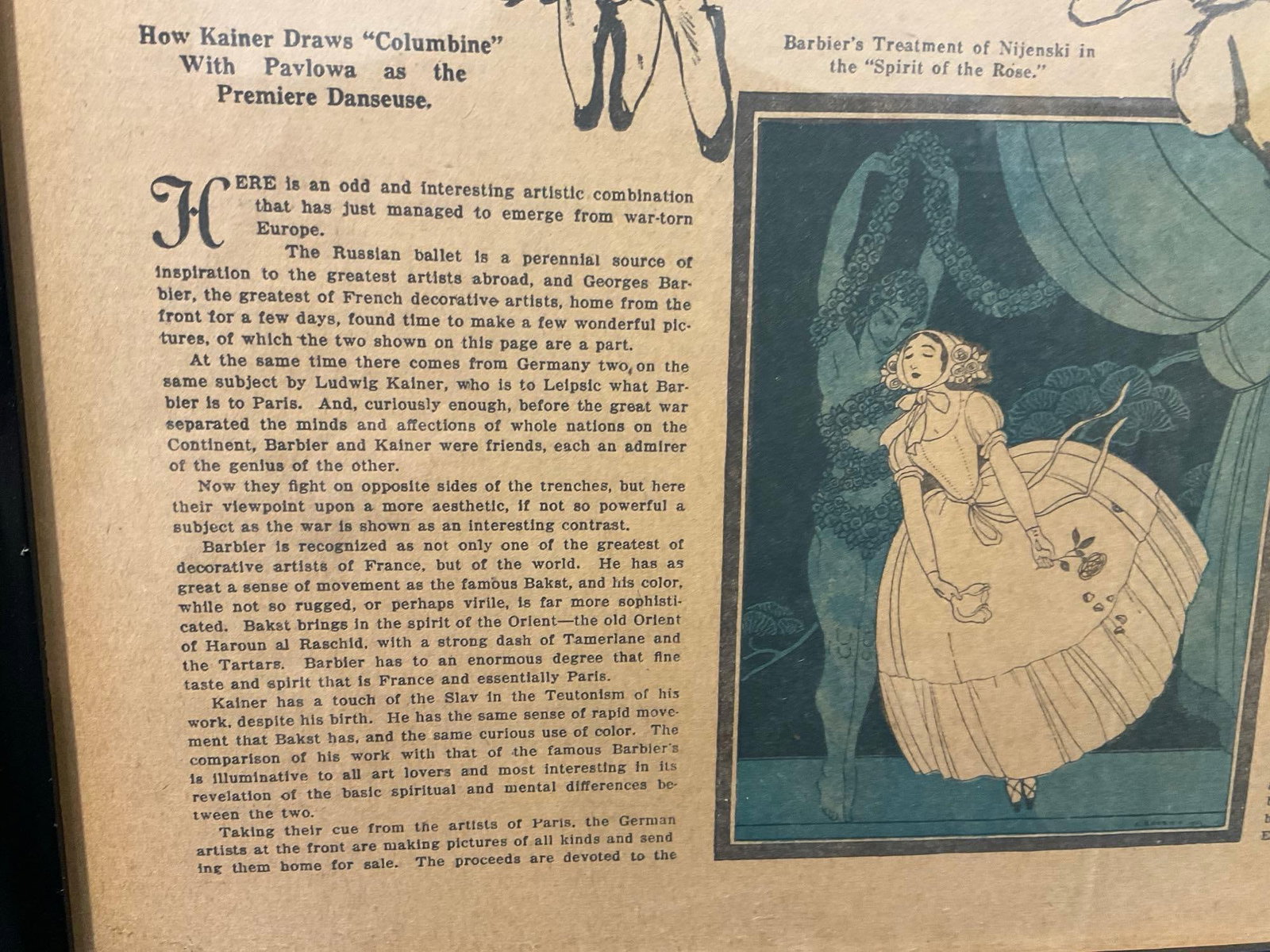 Framed Magazine Section of The Seattle Sunday Times, Sept 26, 1915, The Ballet, colorful spread - 6