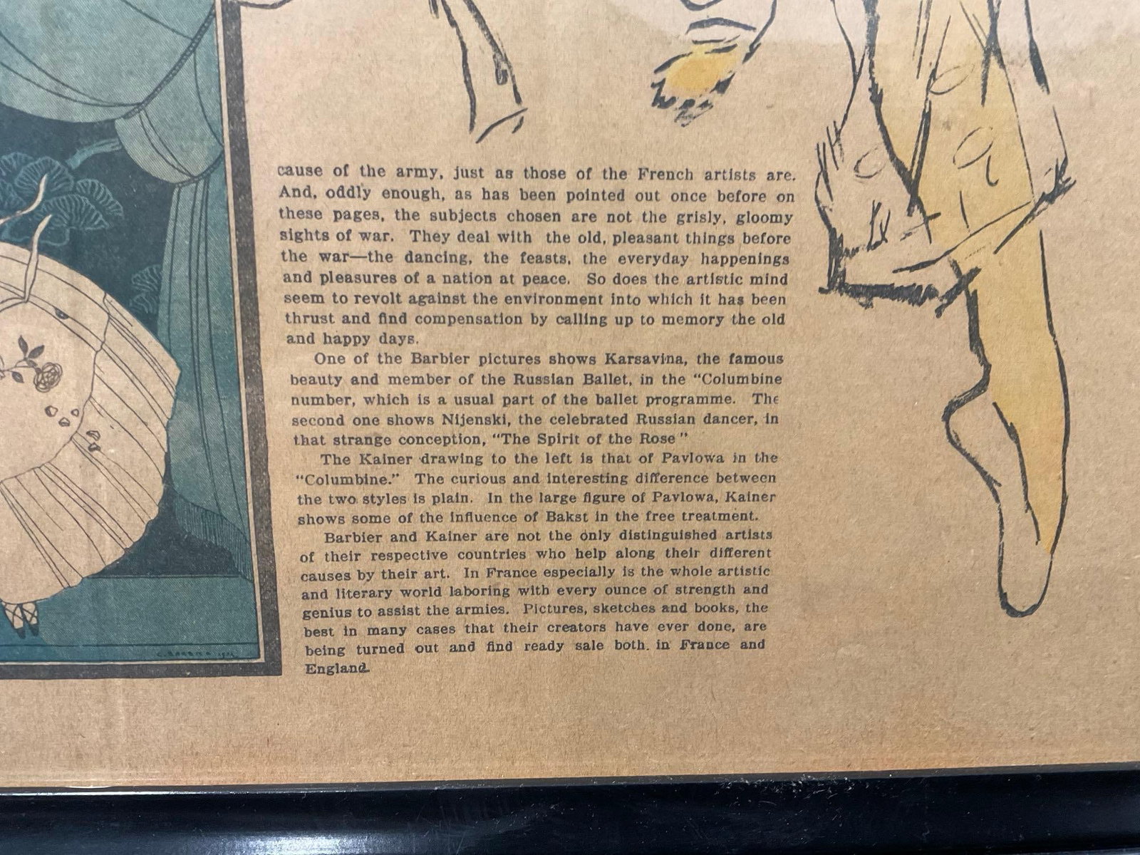 Framed Magazine Section of The Seattle Sunday Times, Sept 26, 1915, The Ballet, colorful spread - 7