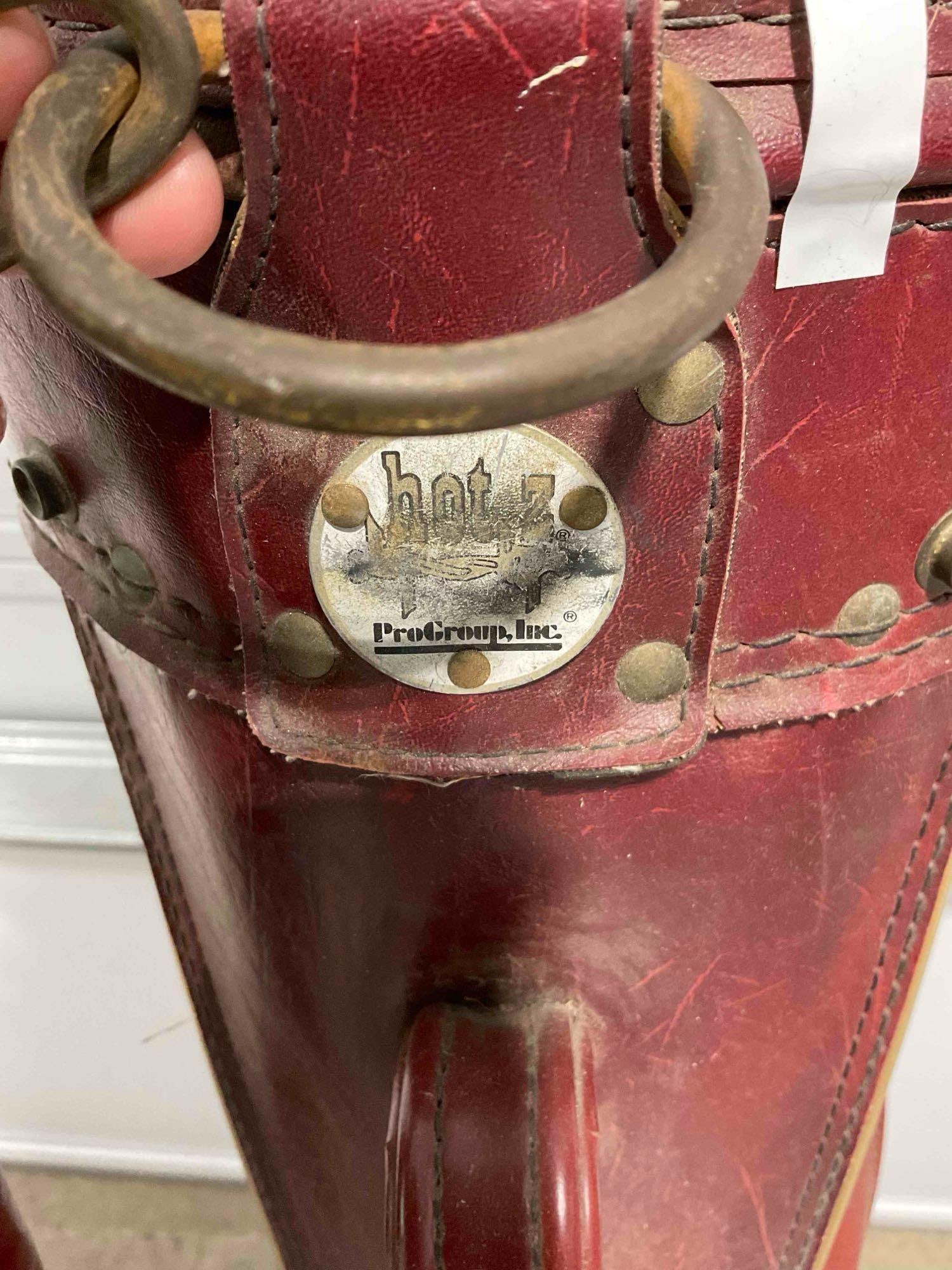 Vintage hot-z Red Leather Golf Bag w/ 12 pcs Golf Clubs, incl. 1x Big Bertha & 11x Walter Hagen. - 5
