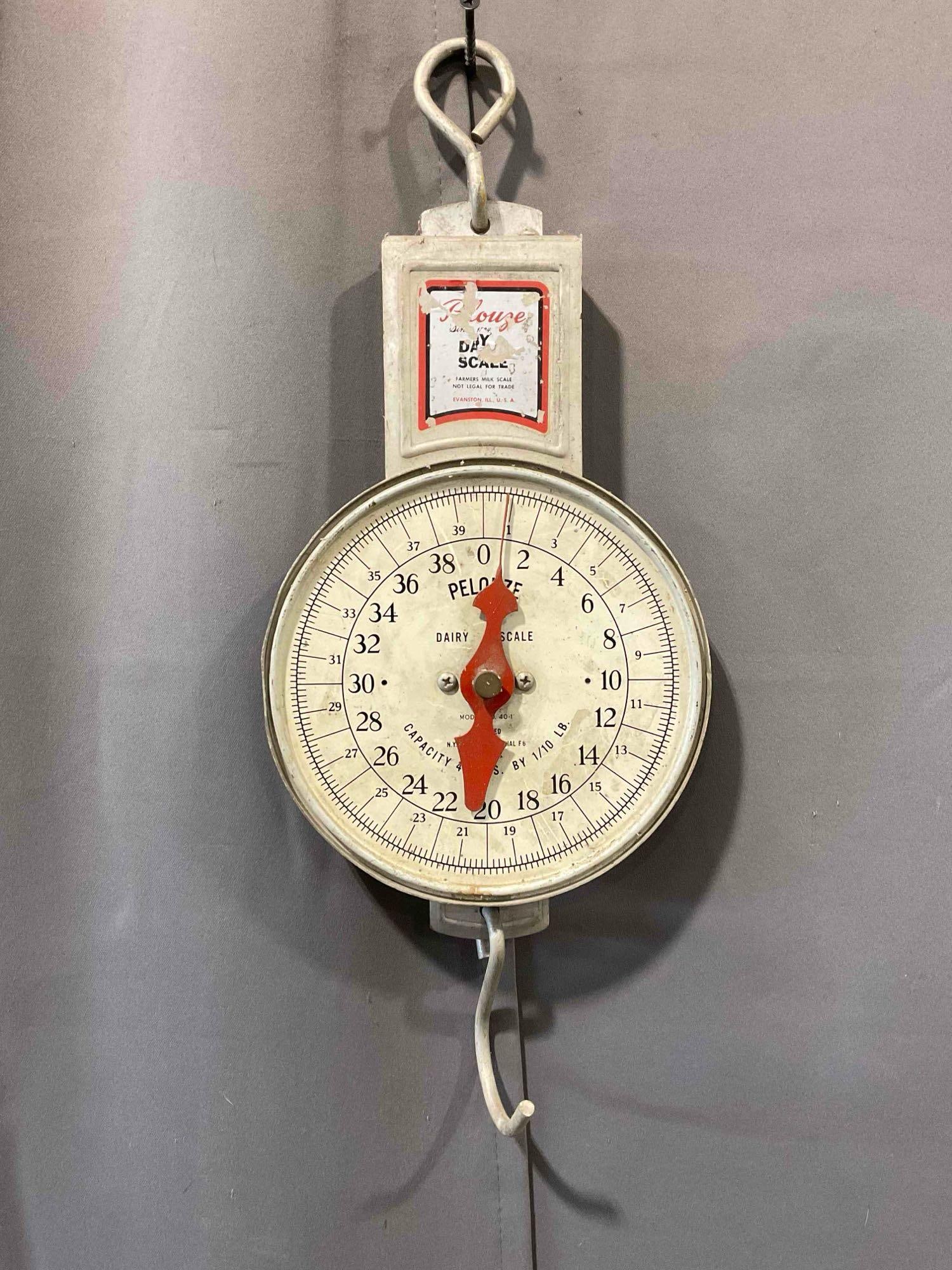 2 pcs Vintage Metal Scales, incl. Hanson Nursery Scale & Pelouze Dairy Scale. See pics. - 5