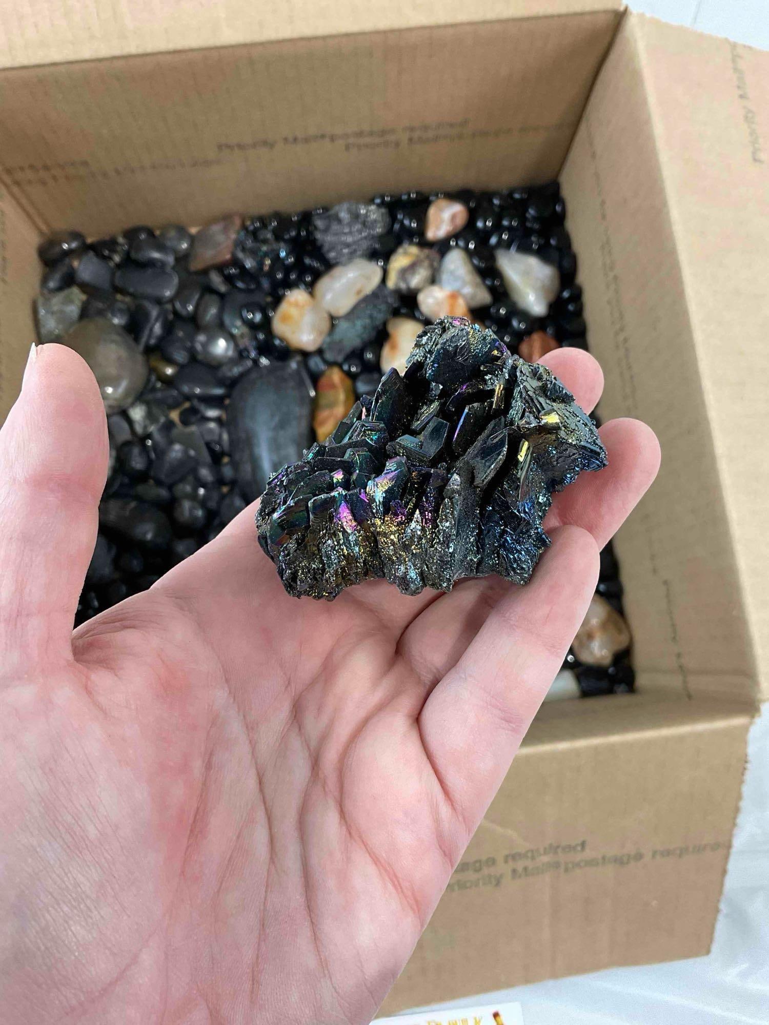 Uncounted Assortment of Loose River Rocks, Black Glass Stones, Mahogany Obsidian Needles. - 3