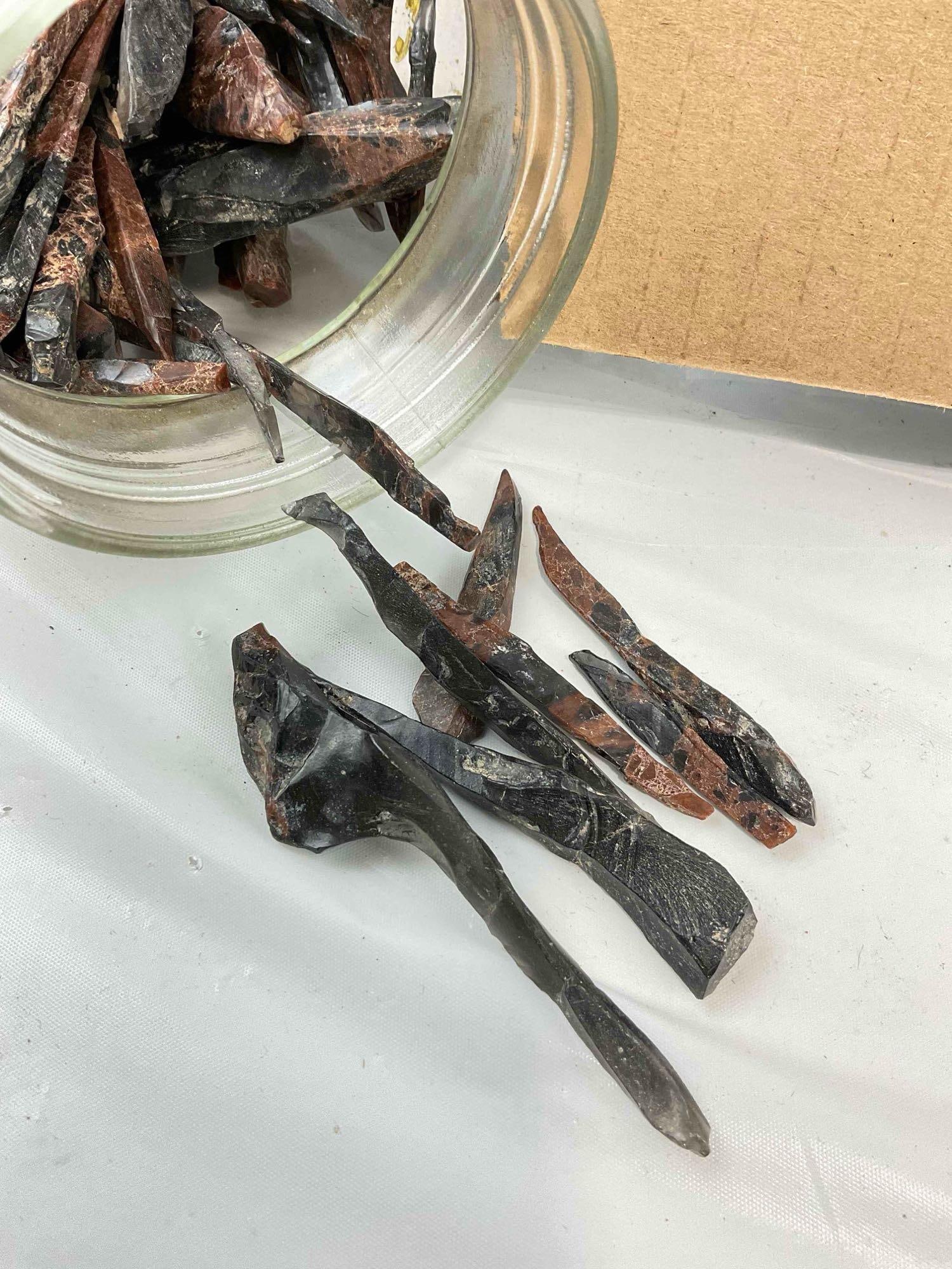 Uncounted Assortment of Loose River Rocks, Black Glass Stones, Mahogany Obsidian Needles. - 4