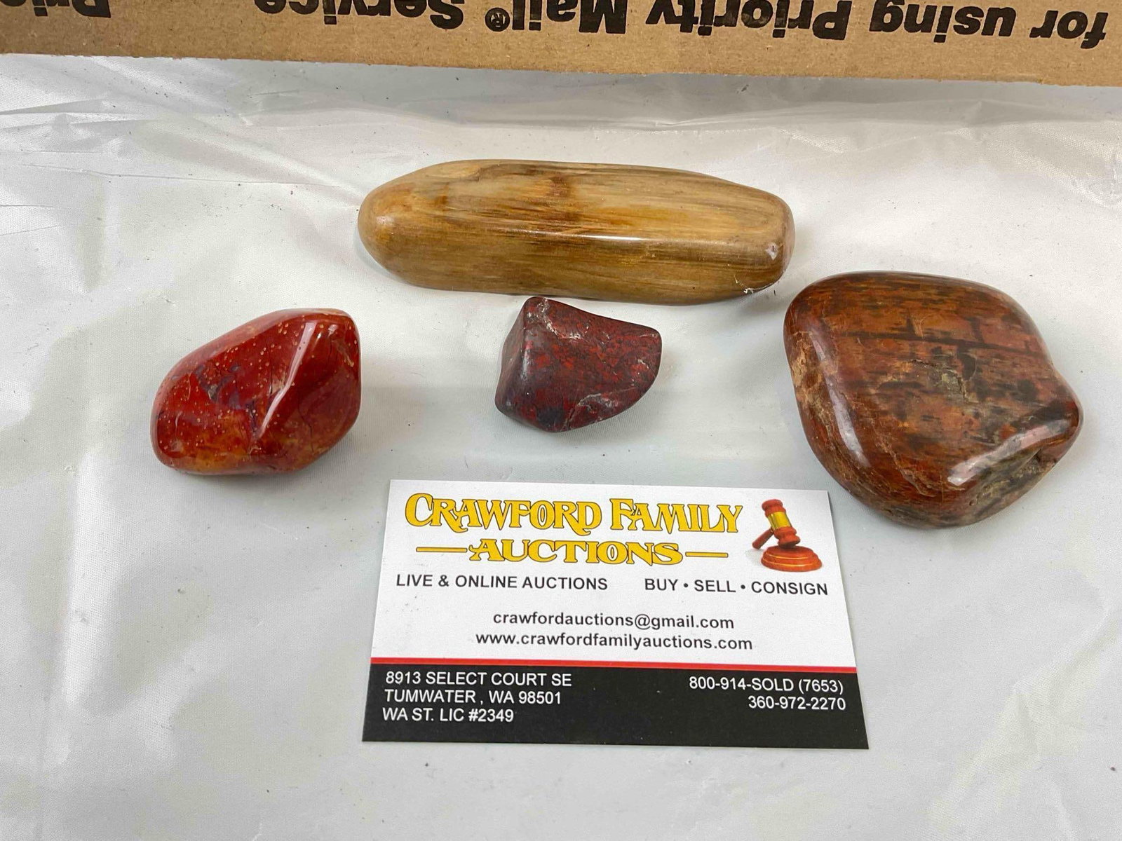 Uncounted Assortment of Largely Red Tumbled Stones, incl. Jaspers, Petrified Wood & More. - 2