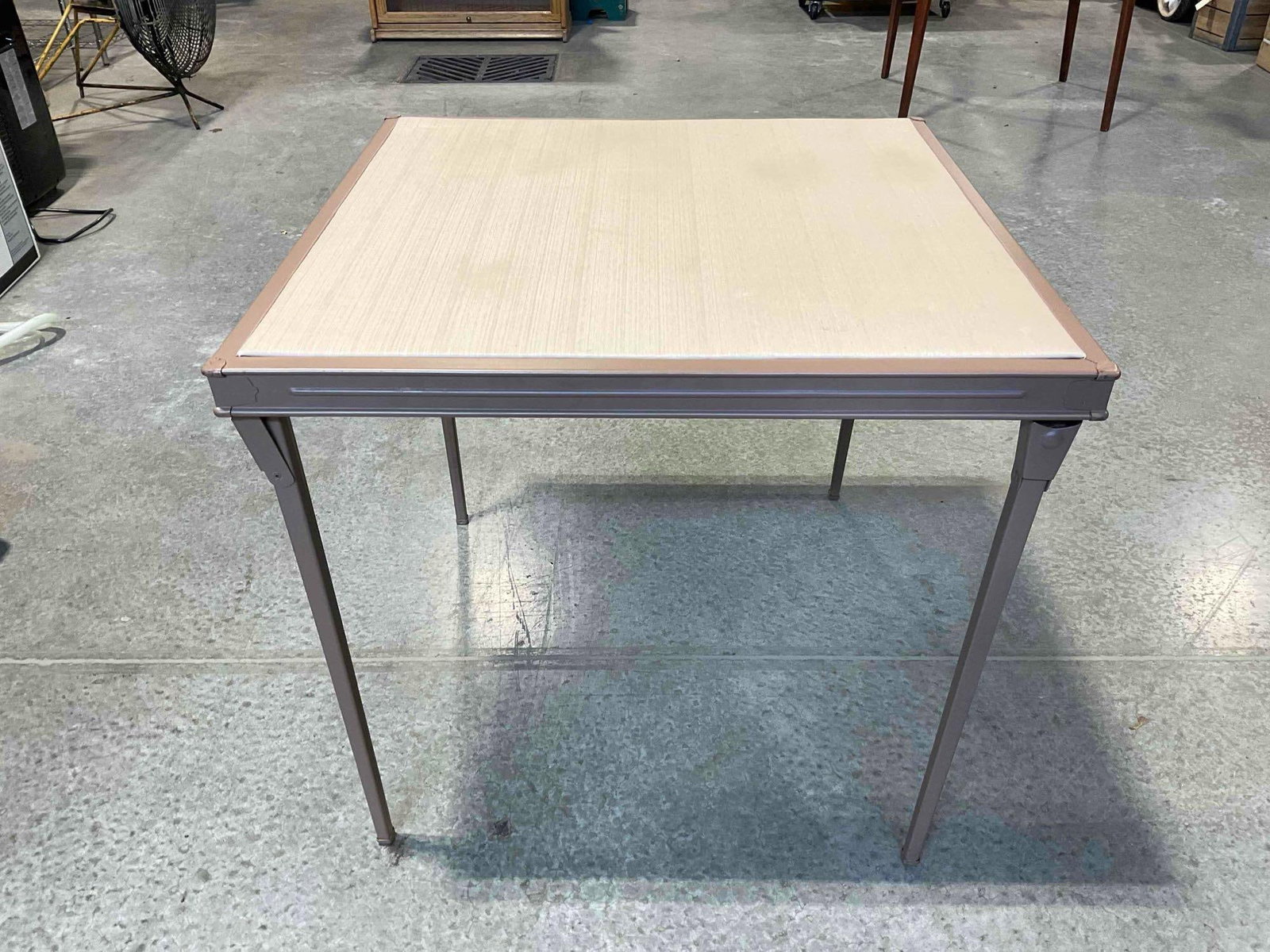 Vintage Metal & Fabric Folding Table. Fair Condition. Measures 29" x 29" x 27" See pics & desc. (1 of 4)