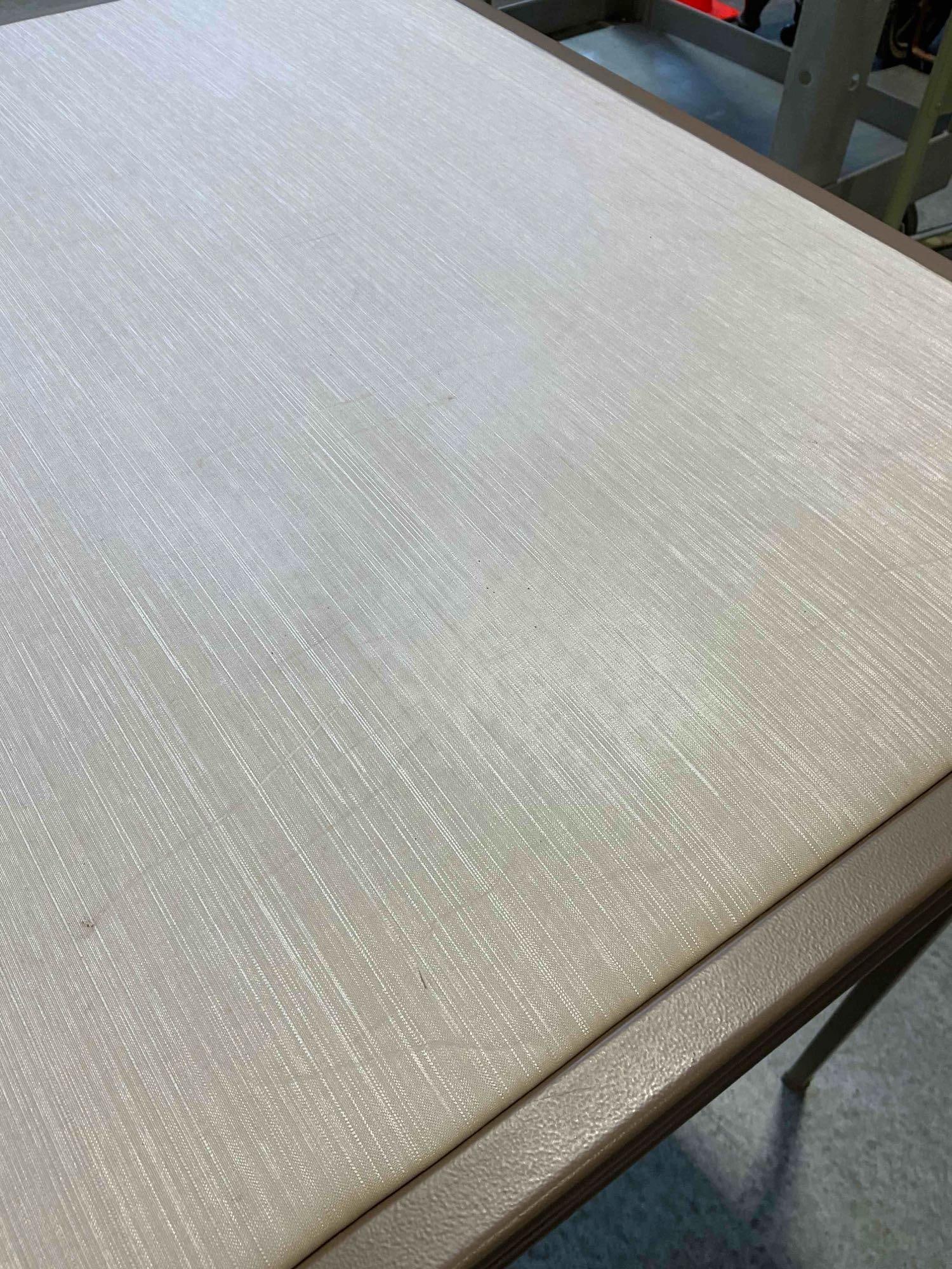 Vintage Metal & Fabric Folding Table. Fair Condition. Measures 29" x 29" x 27" See pics & desc. - 4
