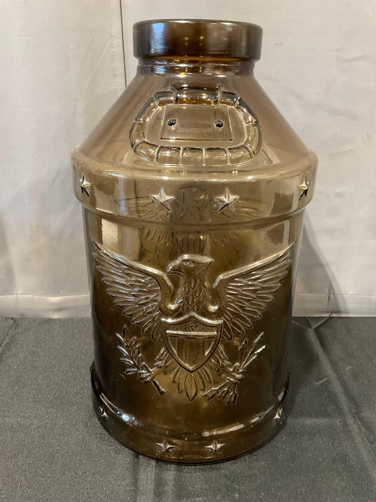 Vintage 1976 Libbey Glass 5-Gallon Milk Jug, Bicentennial Commemorative, Amber Glass, 20x12x12 inch - 4