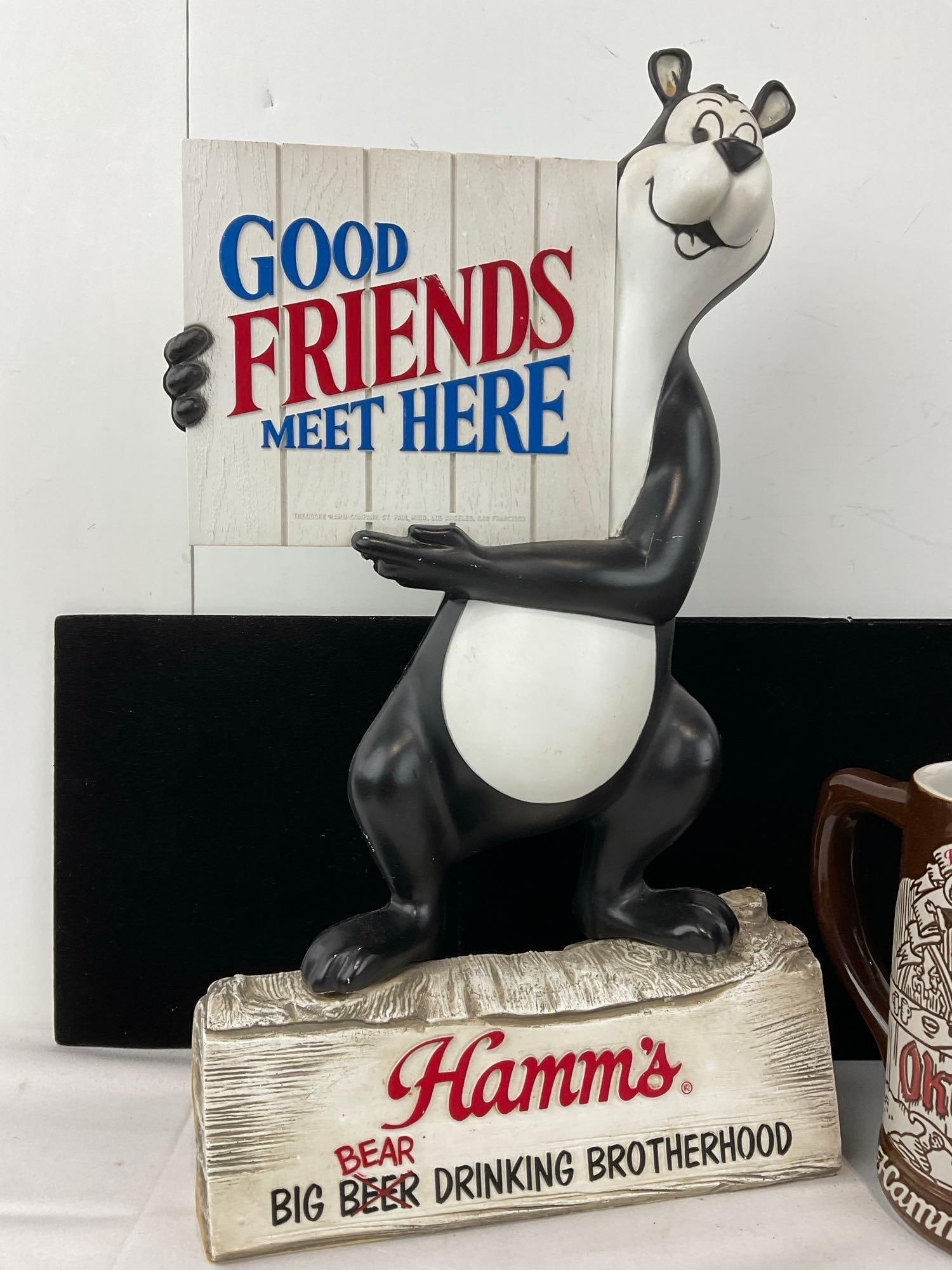 Hamms Beer Collectibles, Ceramarte S&P Shakers, Bottle, Stein, Good Friends Meet Here Bear Sign - 2