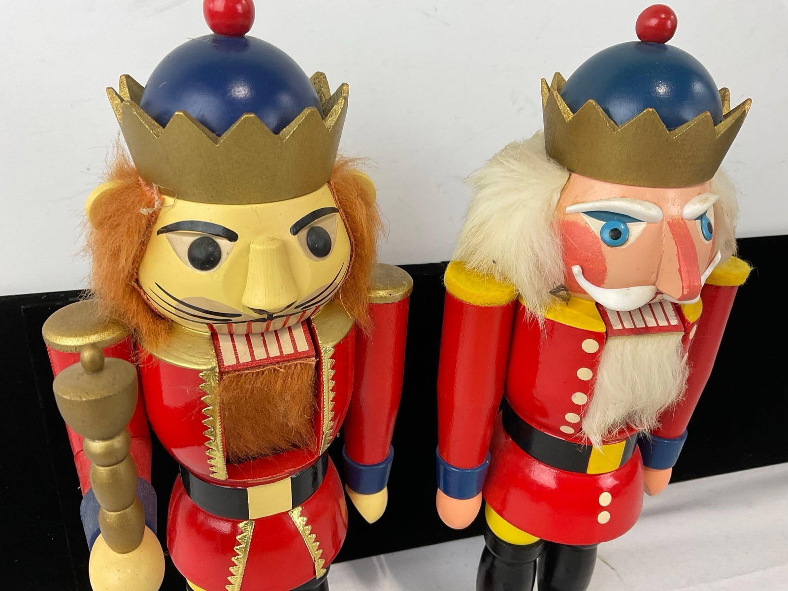 Pair of Christmas Nutcrackers, Erzgebirge, Made in GDR East Germany, Bright colors, 15 inches - 2