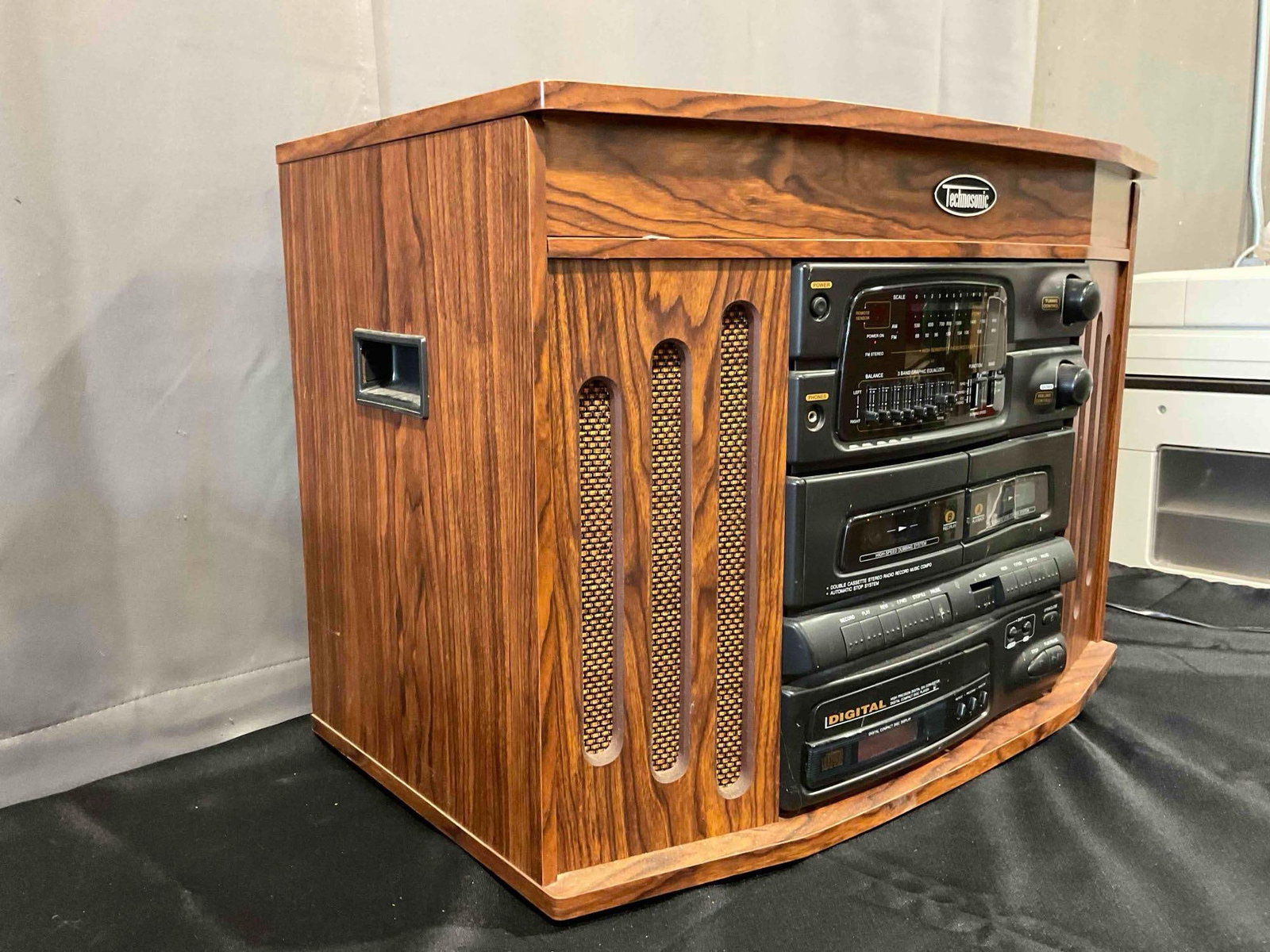 Vintage Technosonic Stereo Sound System w/ Cassette, CD, Turntable. Tested, Powers On. - 7