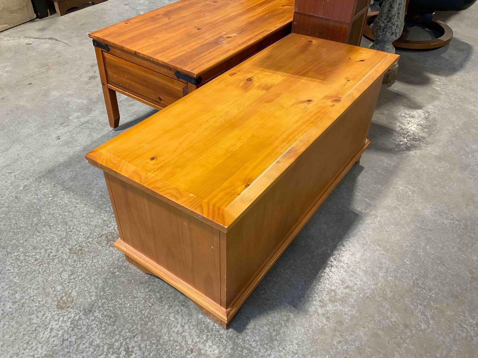 Pine Wood Blanket Storage Chest. Measures 43" x 18" x 19" Fair Condition. See pics. - 2