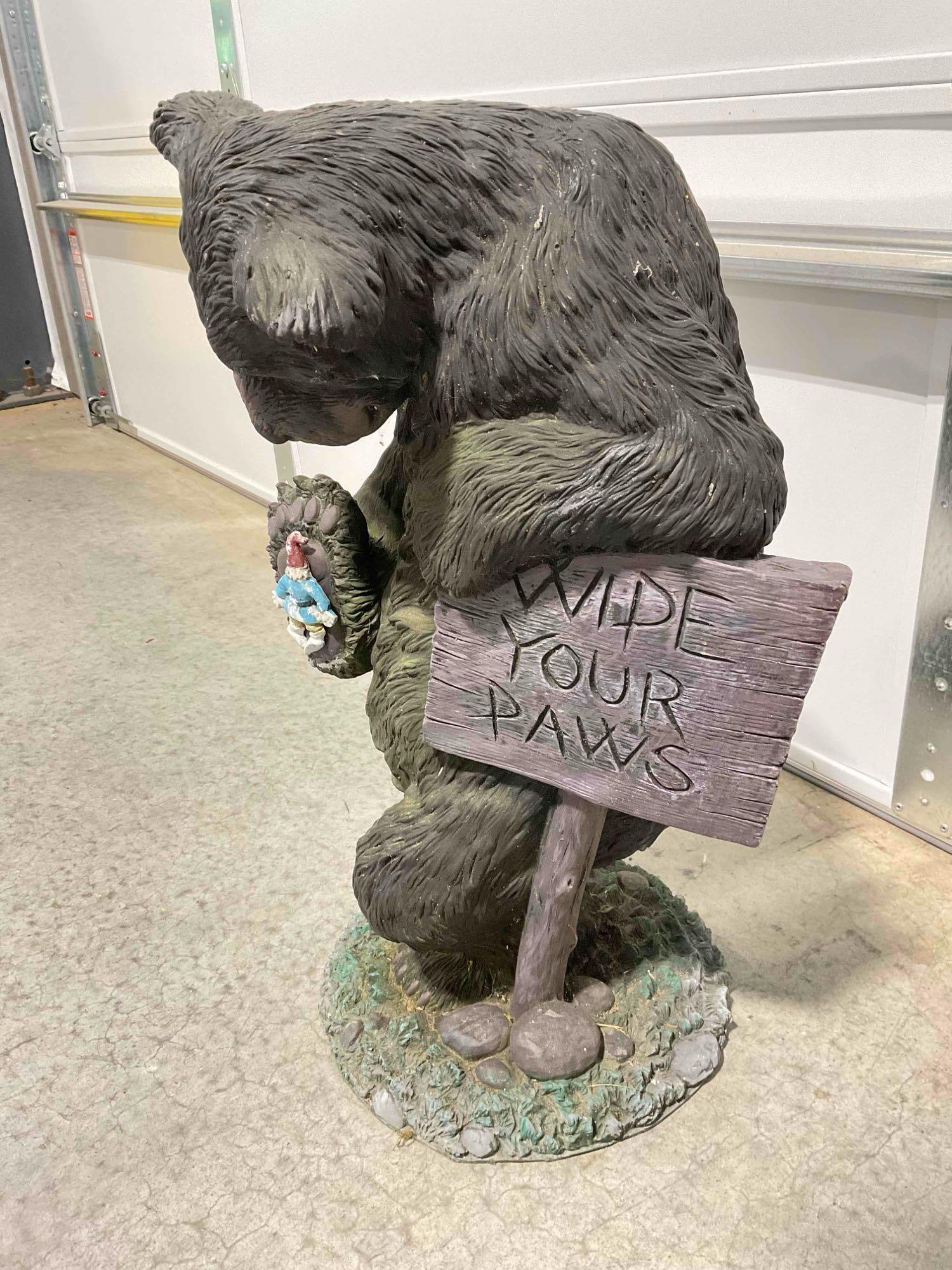 Accents Composite "Wipe Your Paws" Yard Art Statue of Black Bear. Fair Condition. See pics. - 2