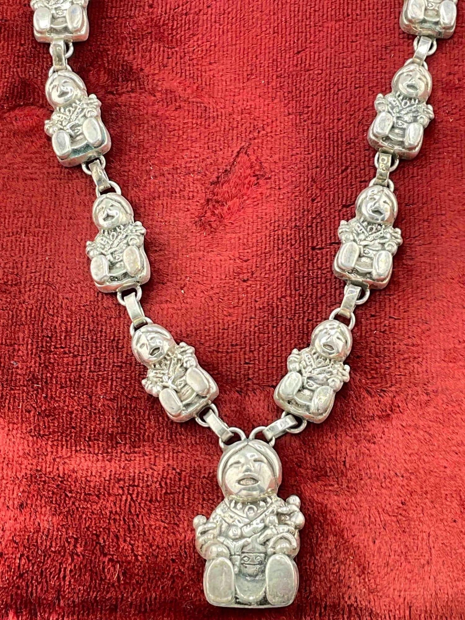 Vintage Carol Felley Sterling Silver Necklace w/ Storyteller Design. See pics. - 2