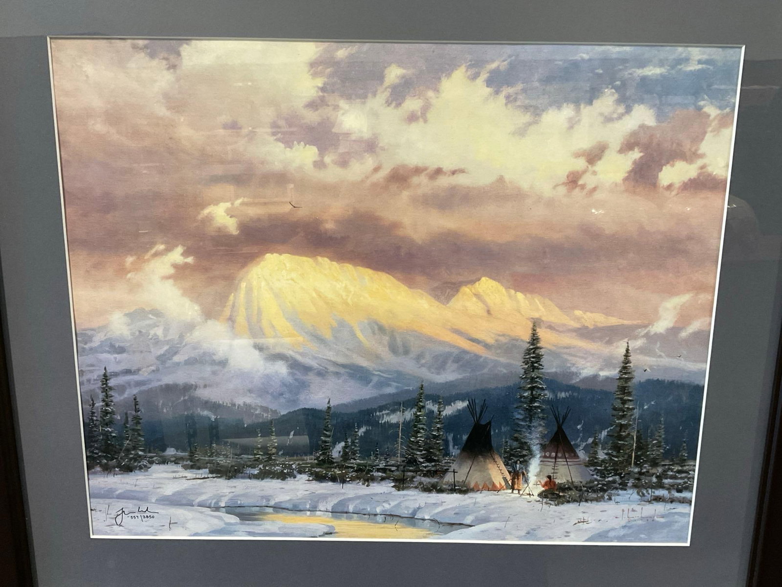 Framed Signed & #d 557/3850 1988 Thomas Kinkade Lithograph, titled Lingering Dusk, 24x28 inches - 2