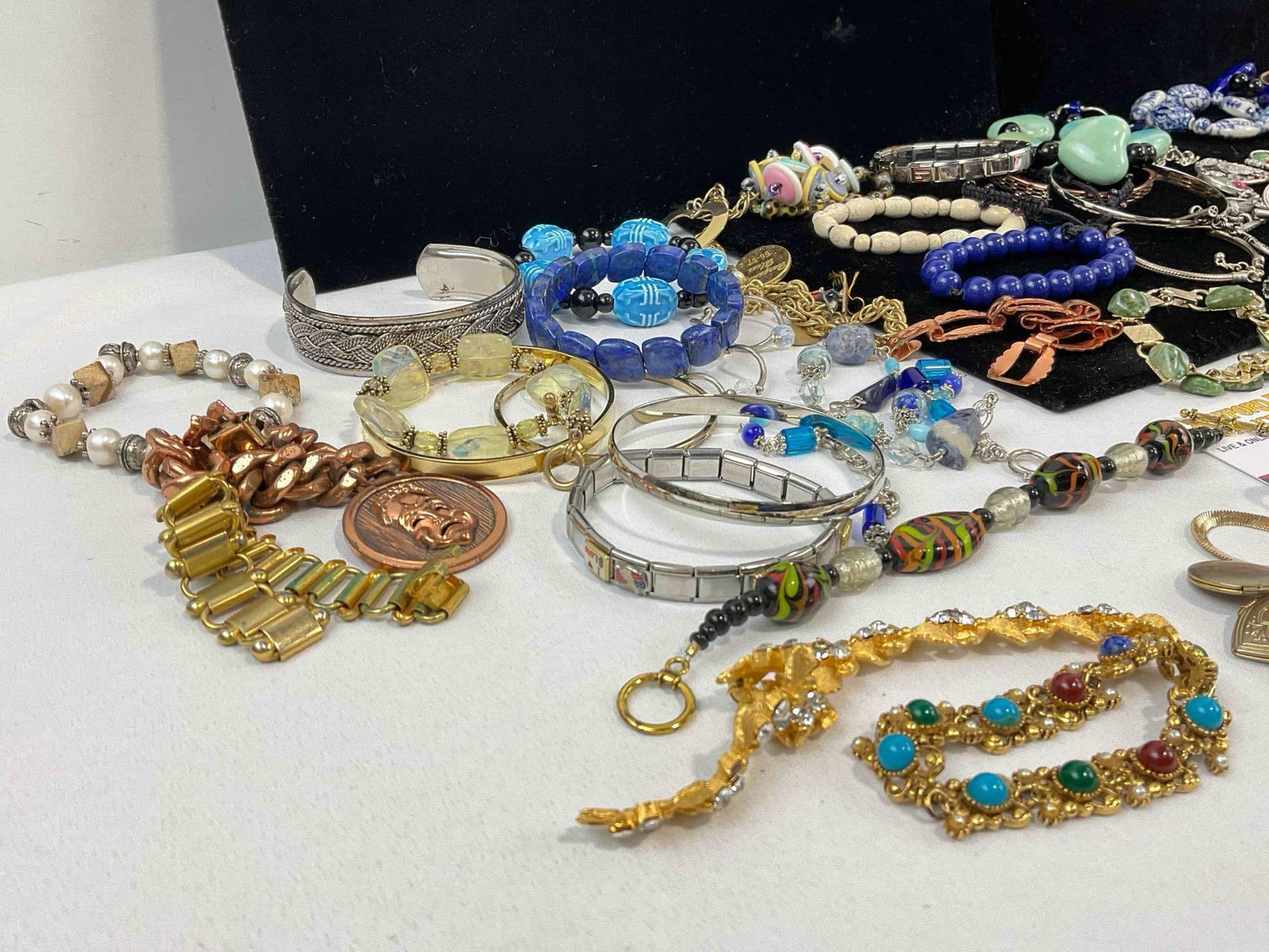 Uncounted Collection of Costume Jewelry, incl. Beaded Cuffs, Chain Bracelets & Bangles. - 2