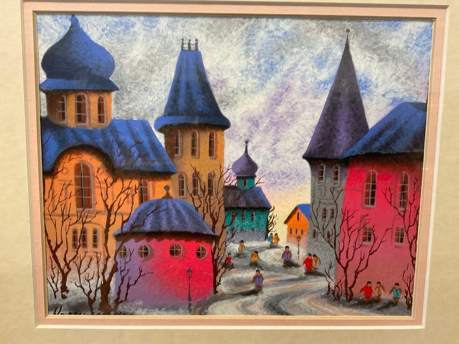 Framed Signed & #d 151/350 Serigraph titled Village Children by Anatole Krasnyansky, 14x17 inches - 2