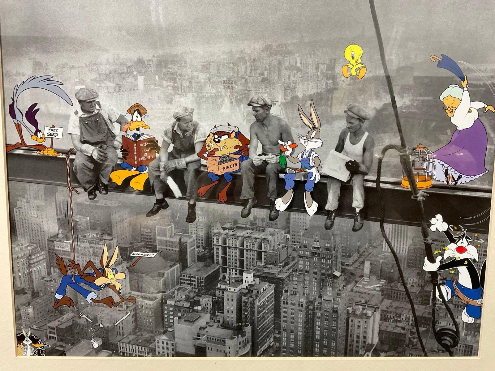 Framed Looney Tunes Warner Bros Studio, Lunch Break 1999, Litho out of 15,000, 19x23 inches w/COA - 2