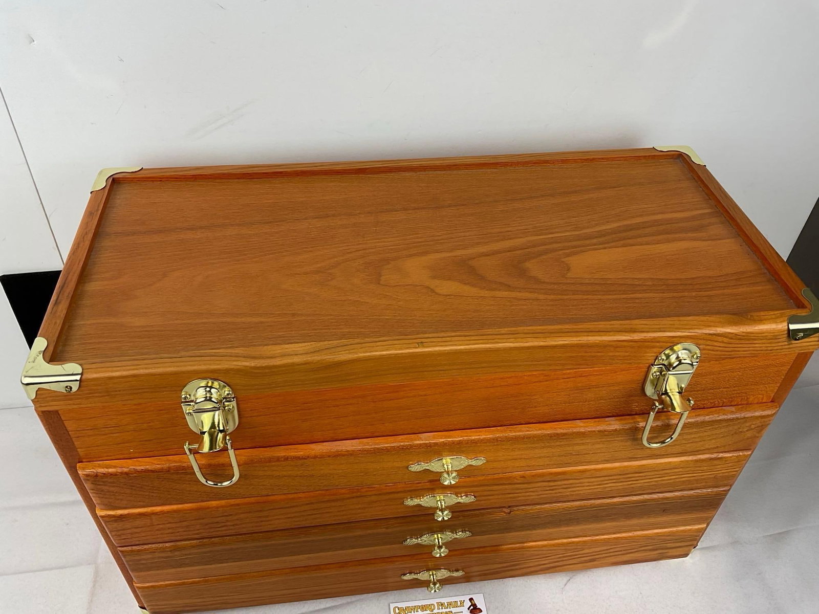 Solid Wood Machinist Tool Chest, 4 Drawer, & Flip-Top Lid, green felt lining, 14x22x11 inches - 2