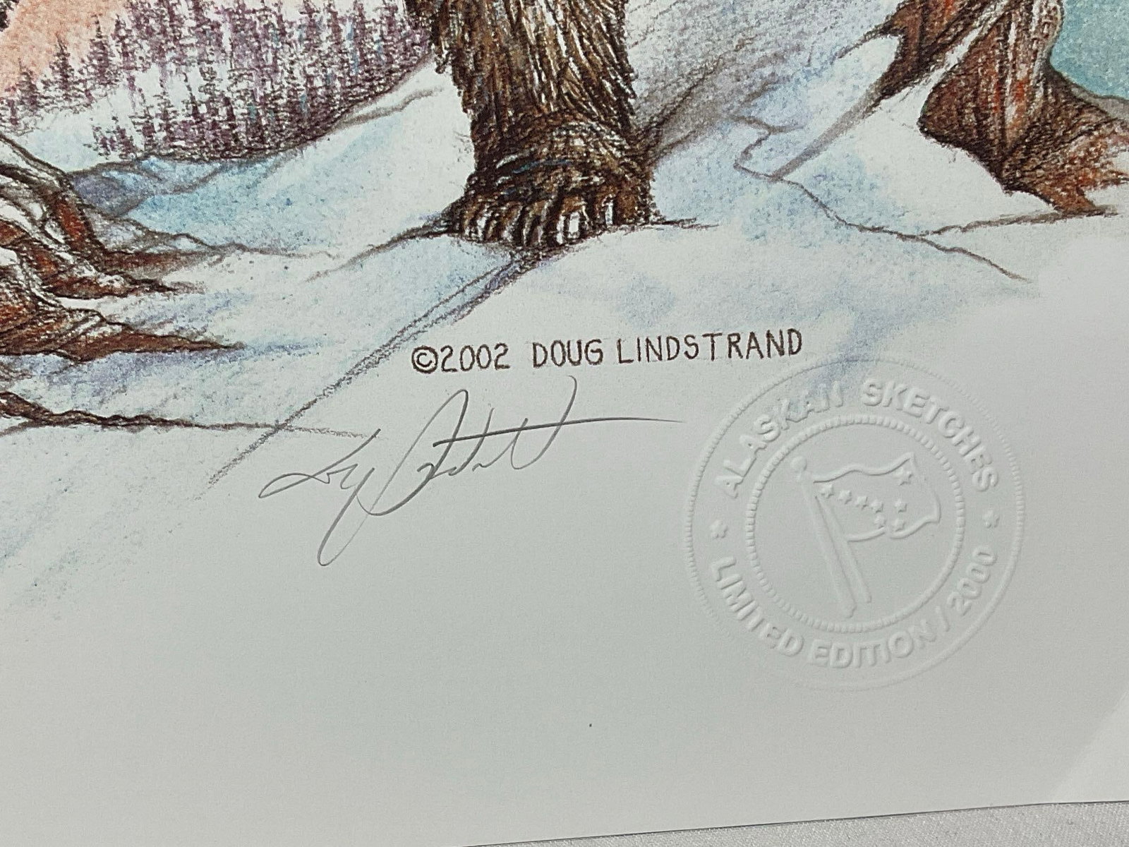 Unframed Limited Edition Alaskan Litho, titled Dont Mess with Mom by Doug Lindstrand 2002, 17x13 in - 2